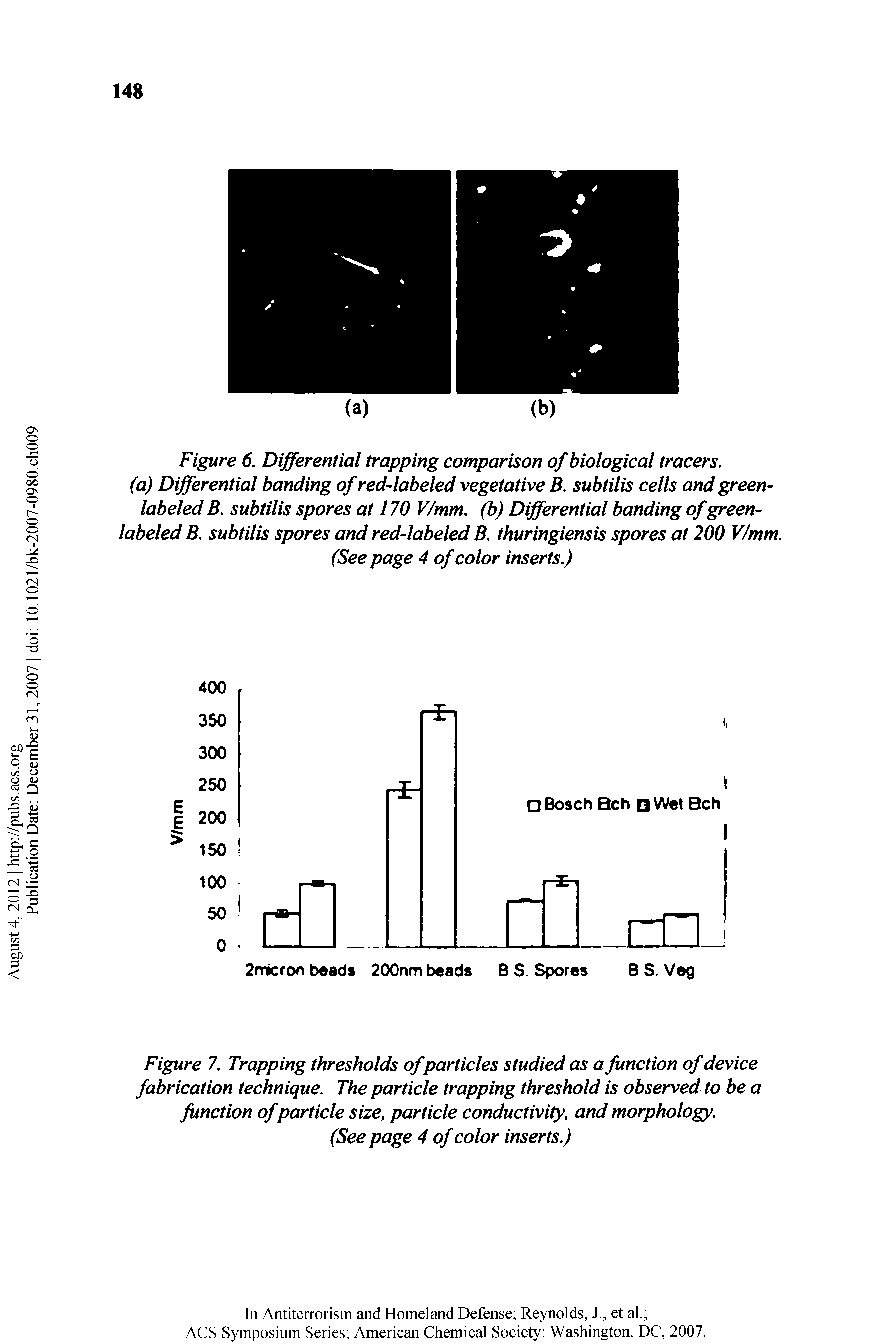 Figure 7. Trapping thresholds ofparticles studied as a function of device fabrication technique. The particle trapping threshold is observed to be a function of particle size, particle conductivity, and morphology.