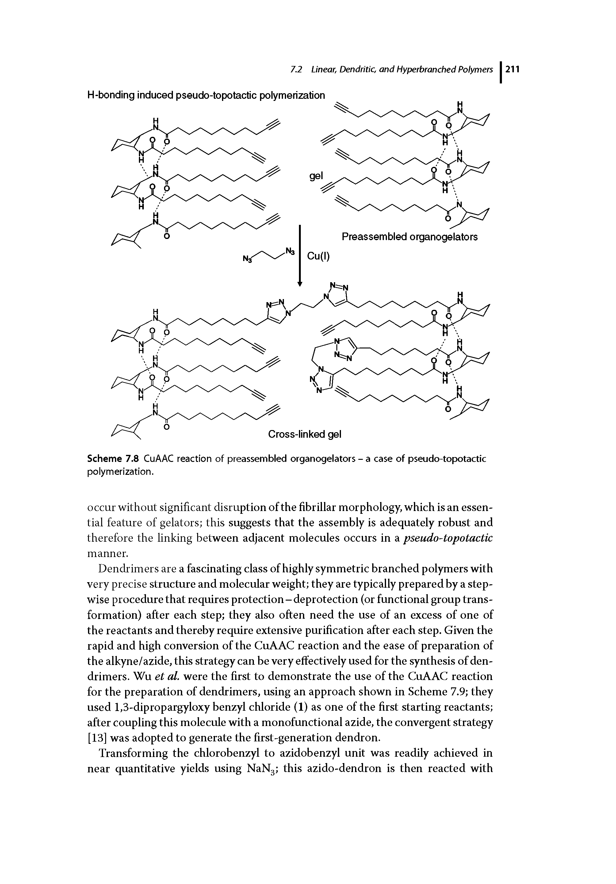 Scheme 7.8 CuAAC reaction of preassembled organogelators - a case of pseudo-topotactic polymerization.