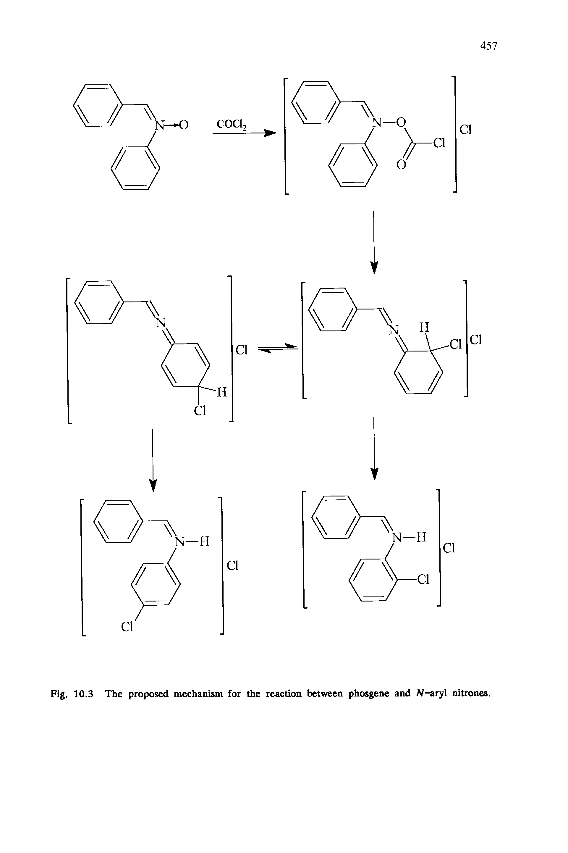 Fig. 10.3 The proposed mechanism for the reaction between phosgene and iV-aryl nitrones.