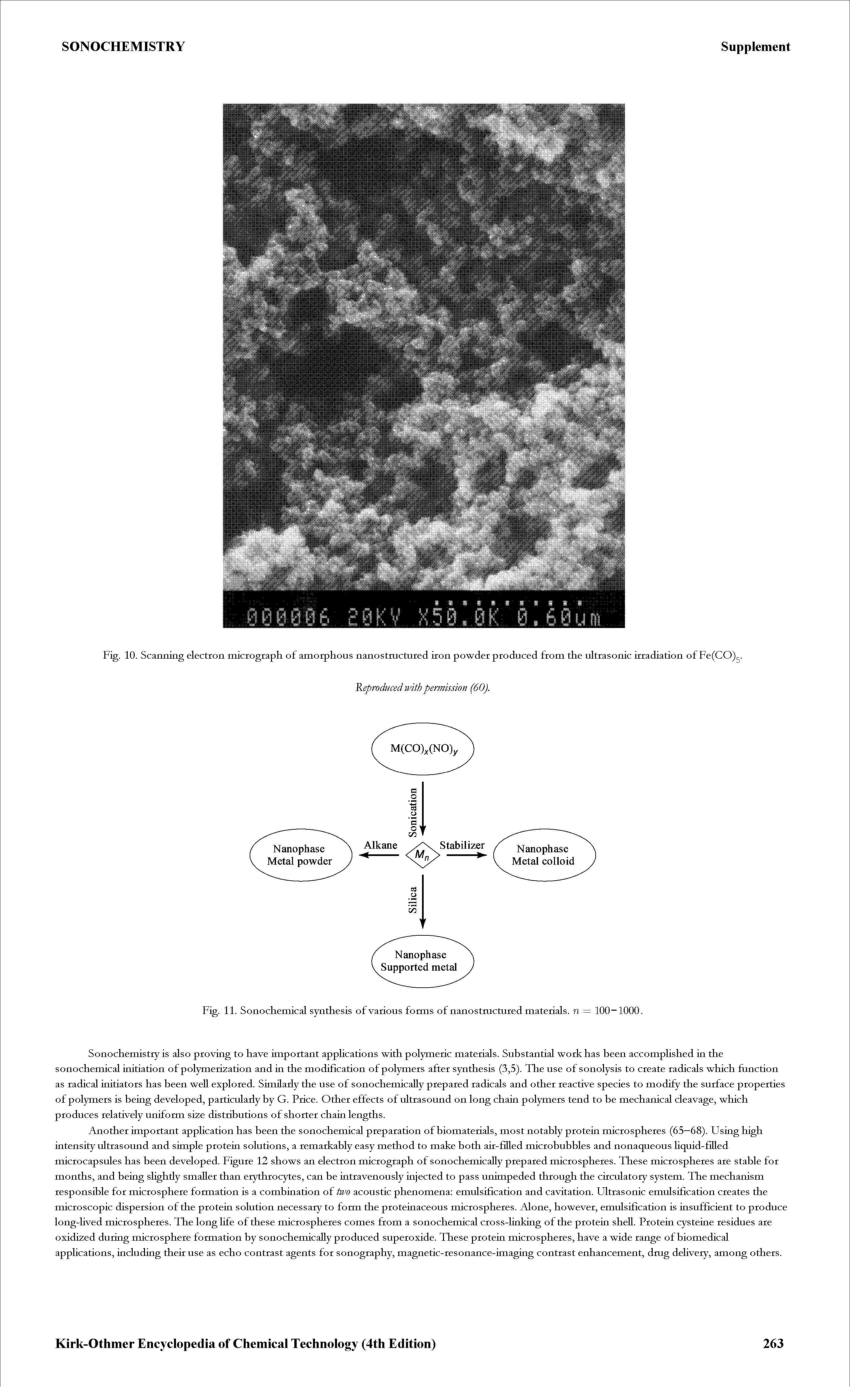 Fig. 10. Scanning electron micrograph of amorphous nanostmctured iron powder produced from the ultrasonic irradiation of Fe(CO). ...