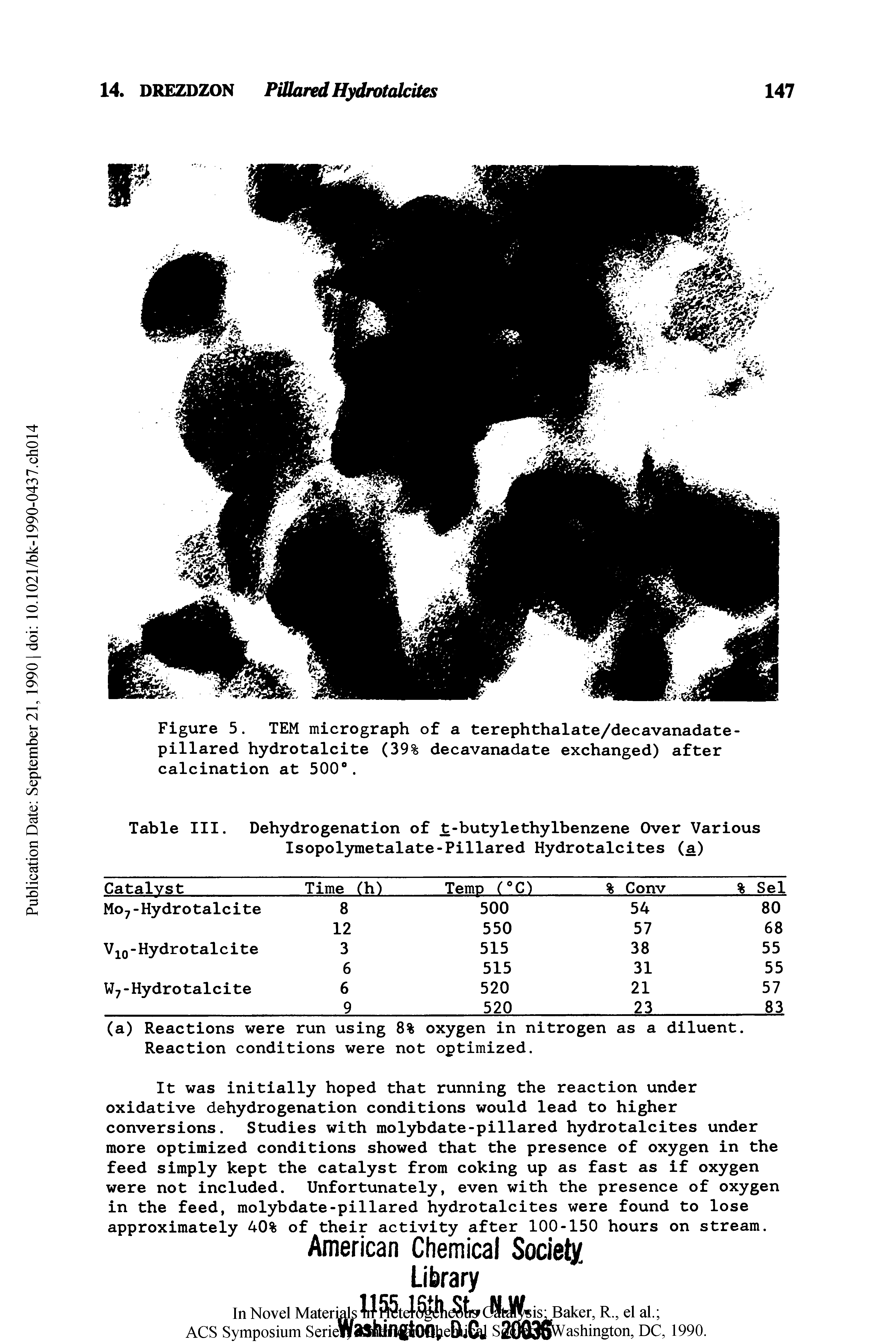 Figure 5. TEM micrograph of a terephthalate/decavanadate-pillared hydrotalcite (39% decavanadate exchanged) after calcination at 500 .