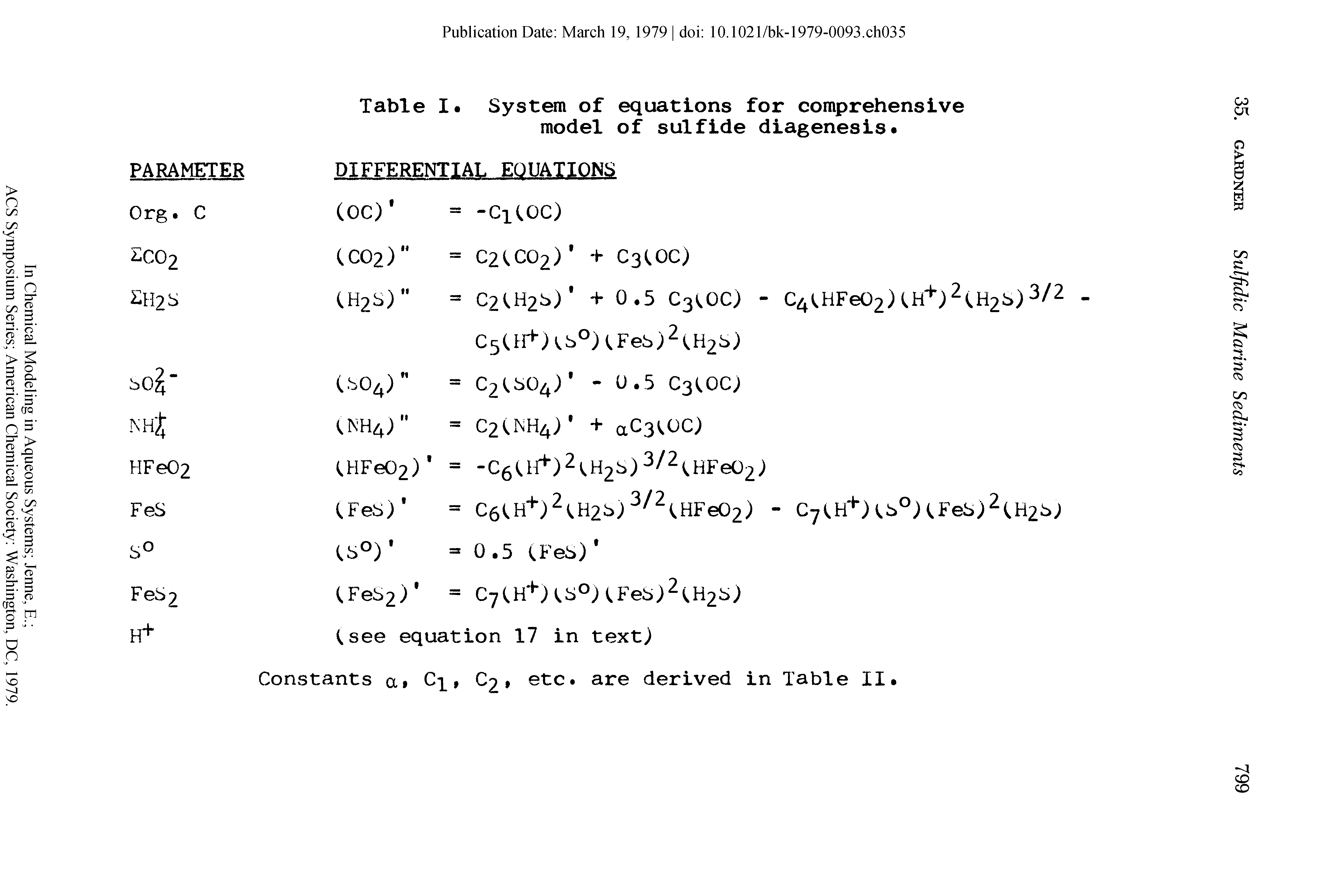 Table System of equations for comprehensive model of sulfide diagenesis ...