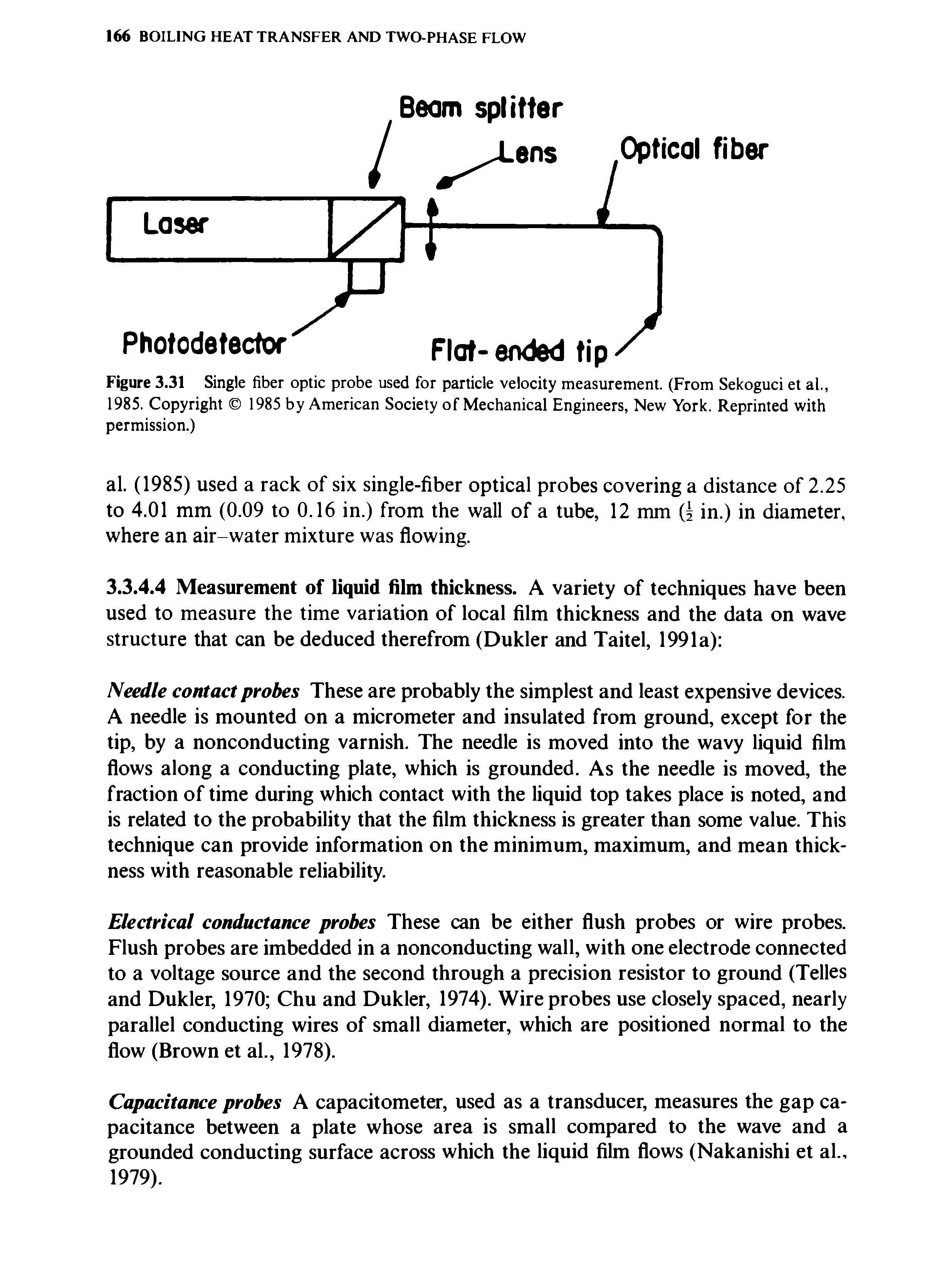 Figure 3.31 Single fiber optic probe used for particle velocity measurement. (From Sekoguci et al., 1985. Copyright 1985 by American Society of Mechanical Engineers, New York. Reprinted with permission.)...