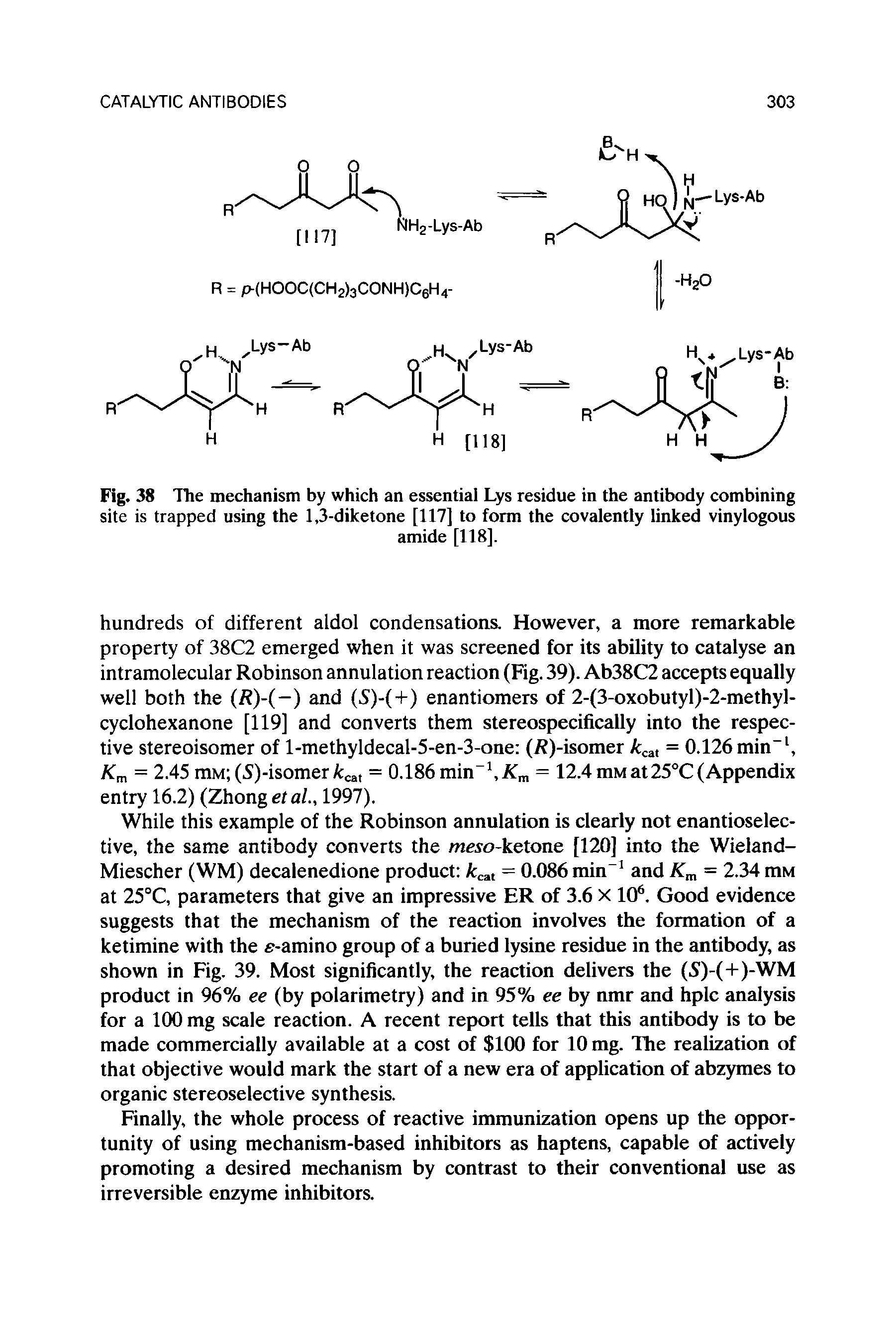 Fig. 38 The mechanism by which an essential Lys residue in the antibody combining site is trapped using the 1,3-diketone [117] to form the covalently linked vinylogous...