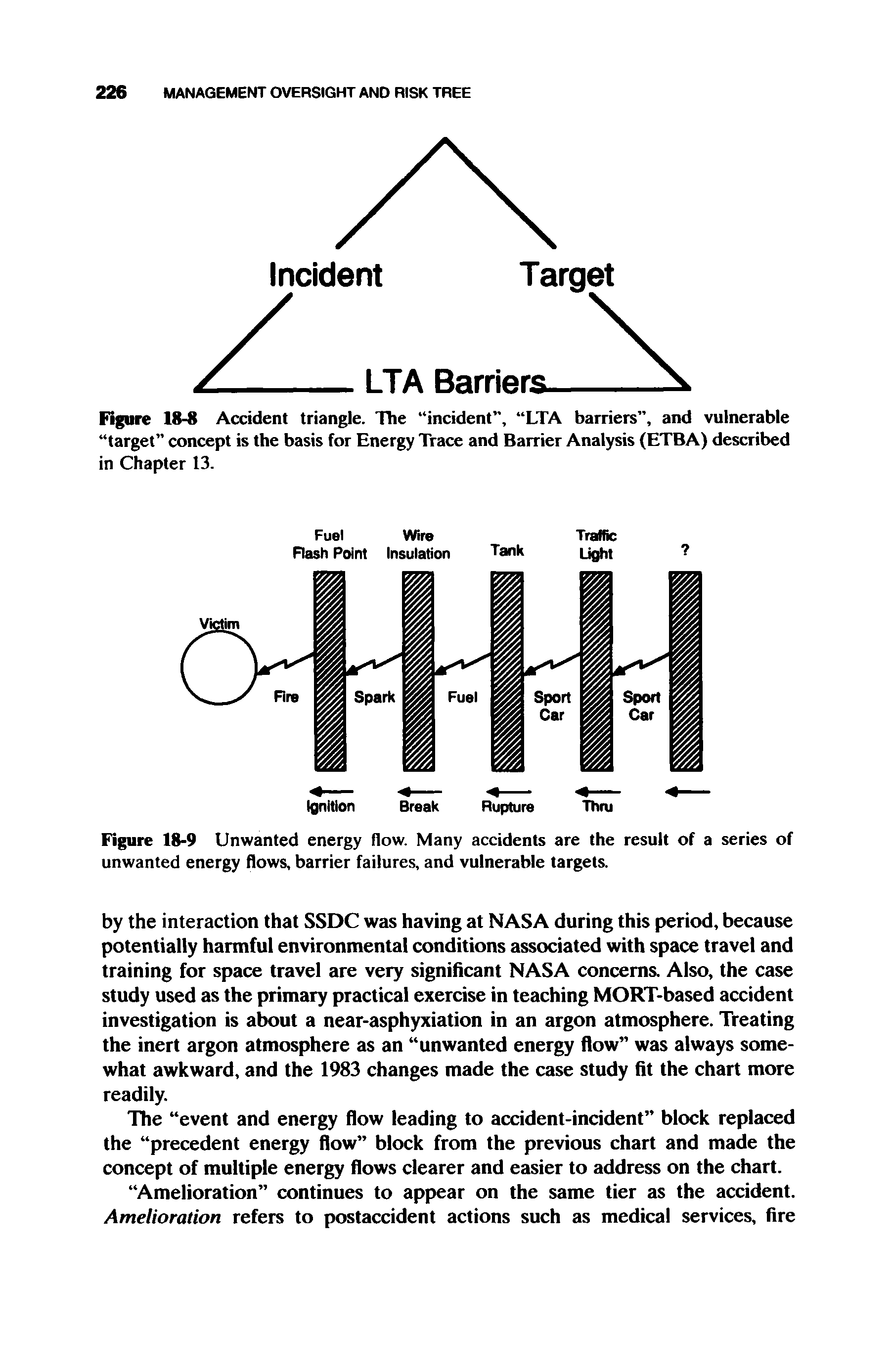 Figure 18-9 Unwanted energy flow. Many accidents are the result of a series of unwanted energy flows, barrier failures, and vulnerable targets.