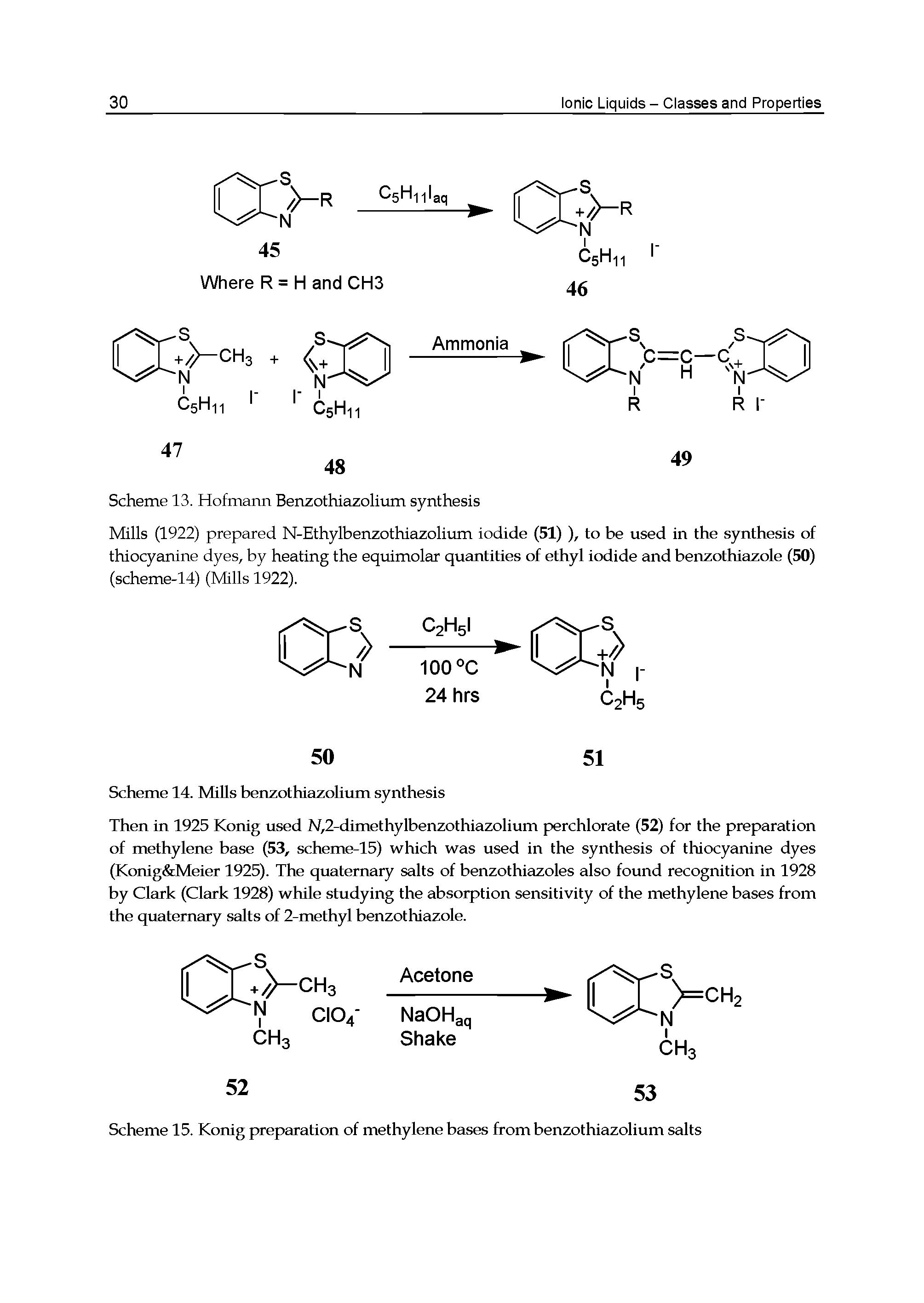 Scheme 15. Konig preparation of methylene bases from benzothiazolium salts...