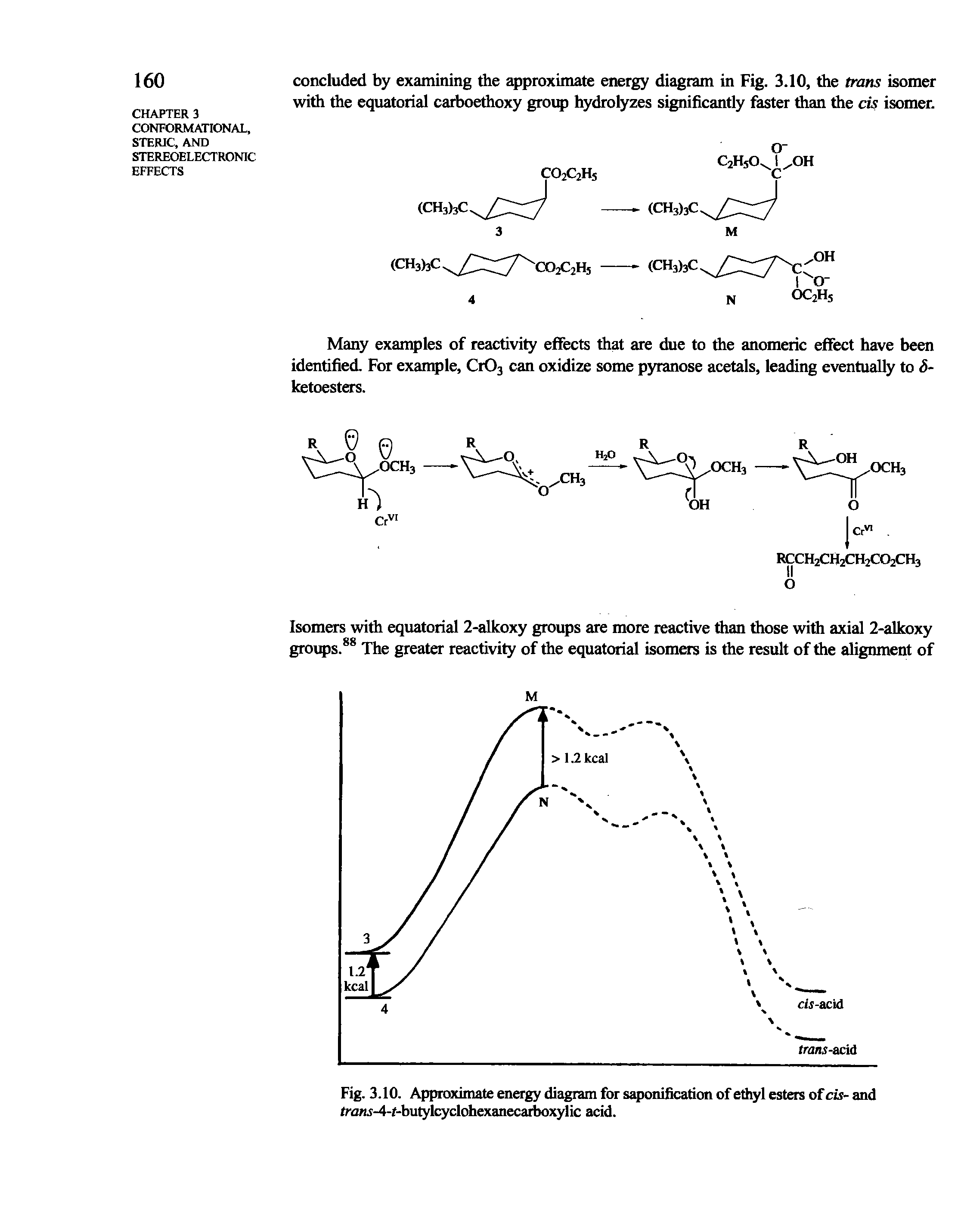 Fig. 3.10. Approximate energy diagram for saponification of ethyl esters of cis- and traKi-4-r-butylcyclohexanecaiboxylic acid.