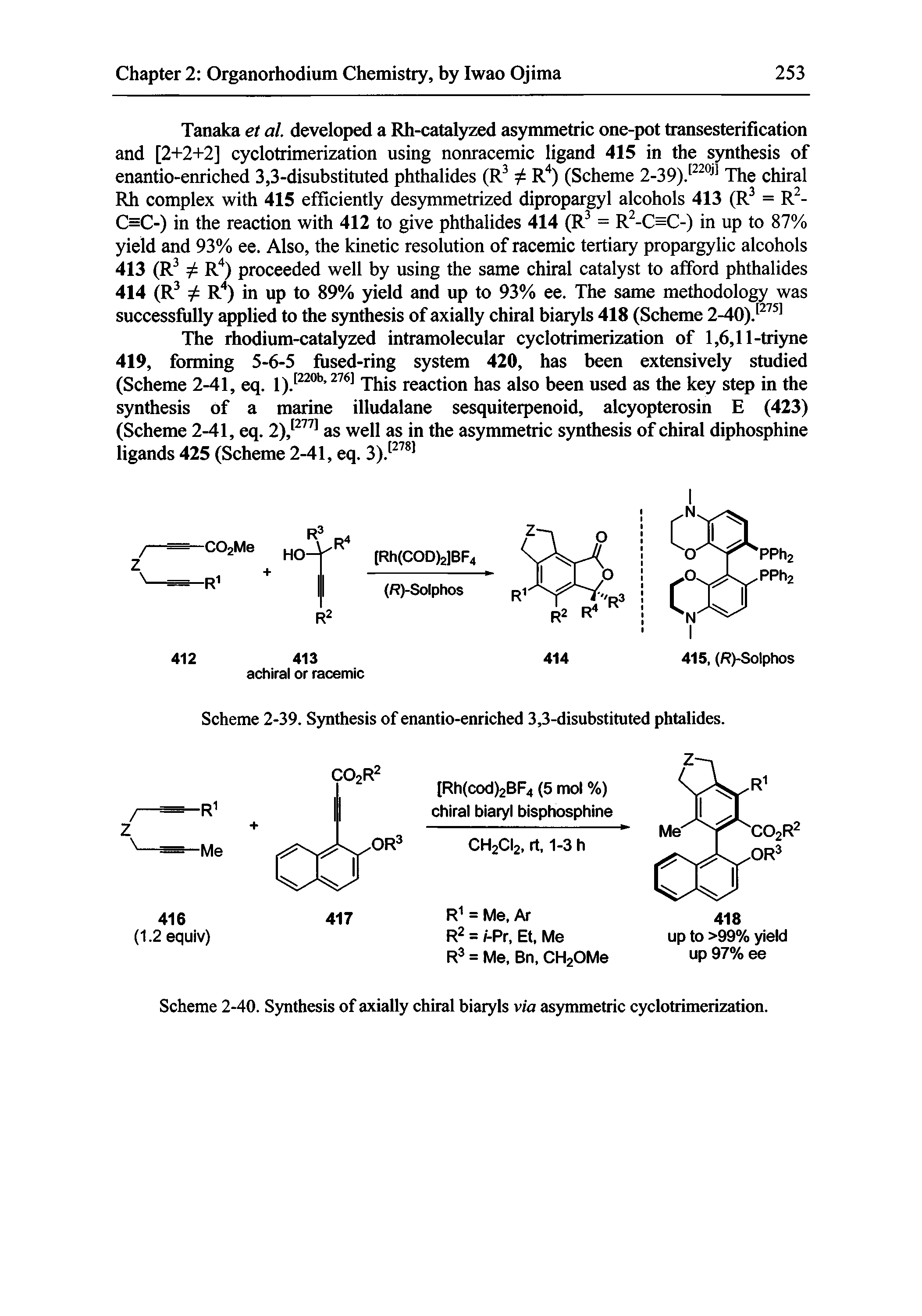 Scheme 2-40. Synthesis of axially chiral biaryls via asymmetric cyclotrimerization.