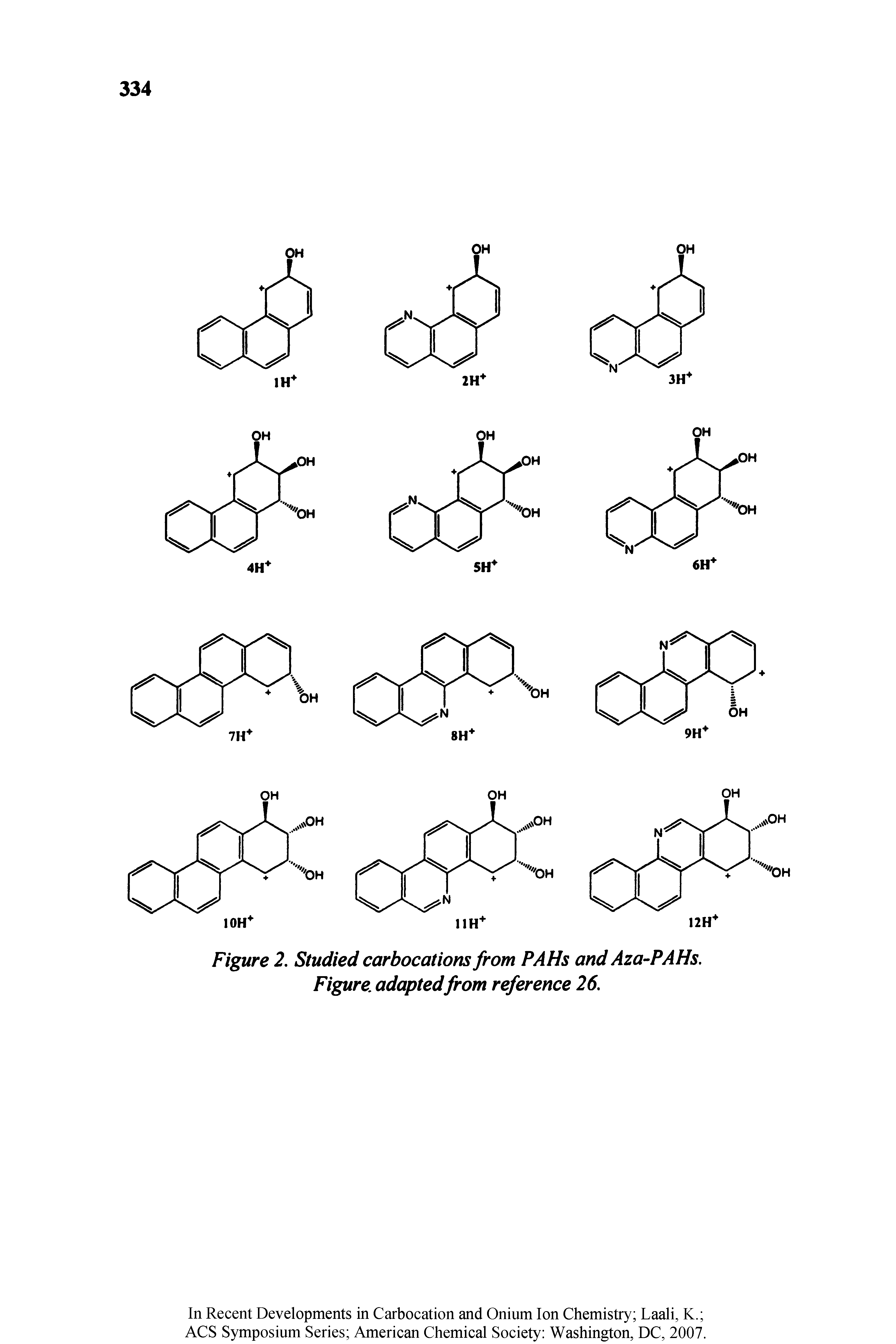 Figure 2. Studied carbocations from PAHs and Aza-PAHs. Figure adapted from reference 26.