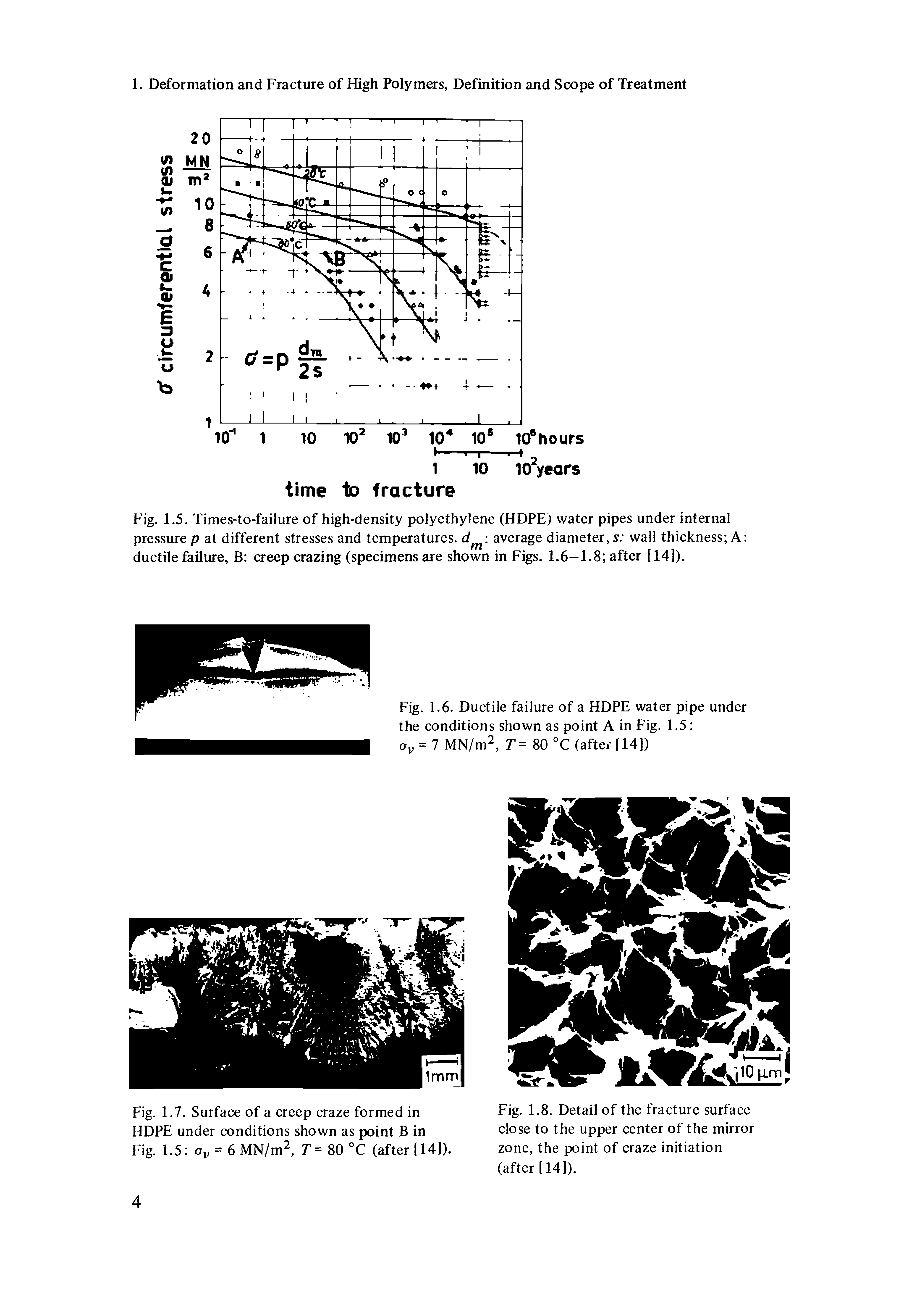 Fig. 1.8. Detail of the fracture surface close to the upper center of the mirror zone, the point of craze initiation (after [14]).