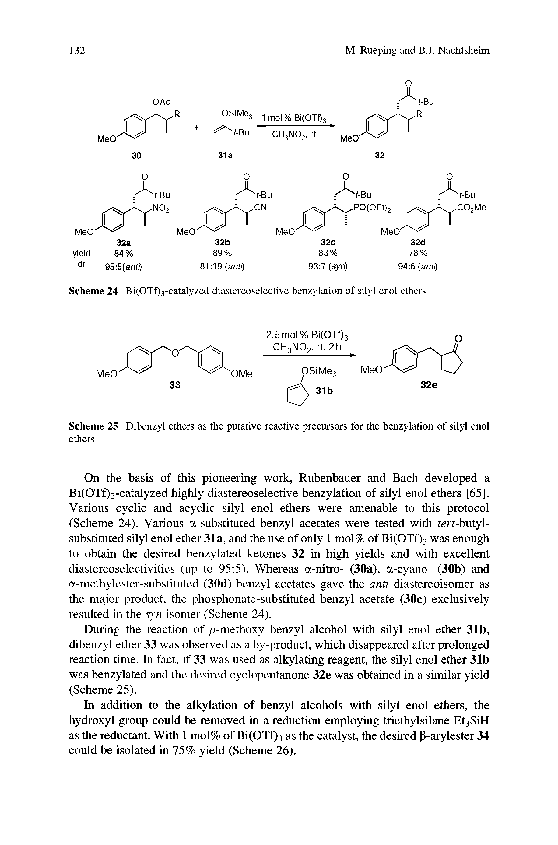 Scheme 24 Bi(OTf)3-catalyzed diastereoselective benzylation of silyl enol ethers...
