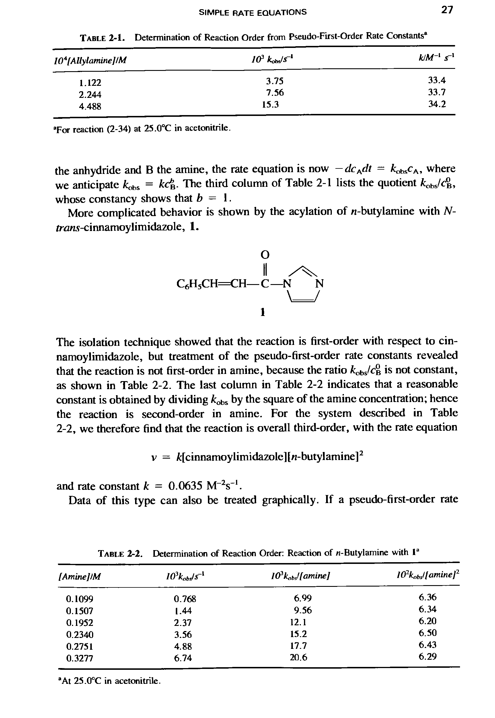 Table 2-1. Determination of Reaction Order from Pseudo-First-Order Rate Constants ...