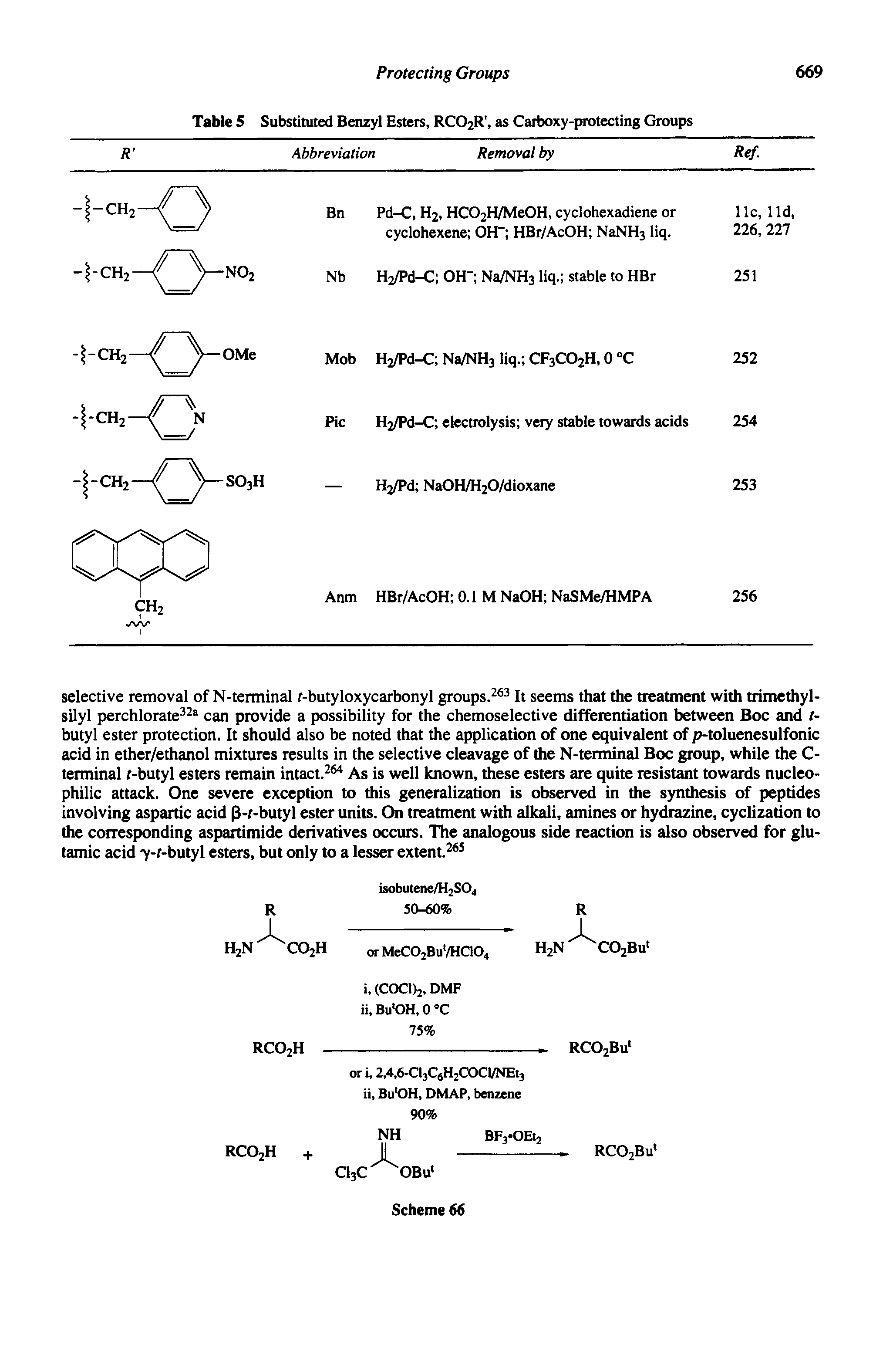 Table 5 Substituted Benzyl Esters, RCO2R, as Carboxy-protecting Groups...