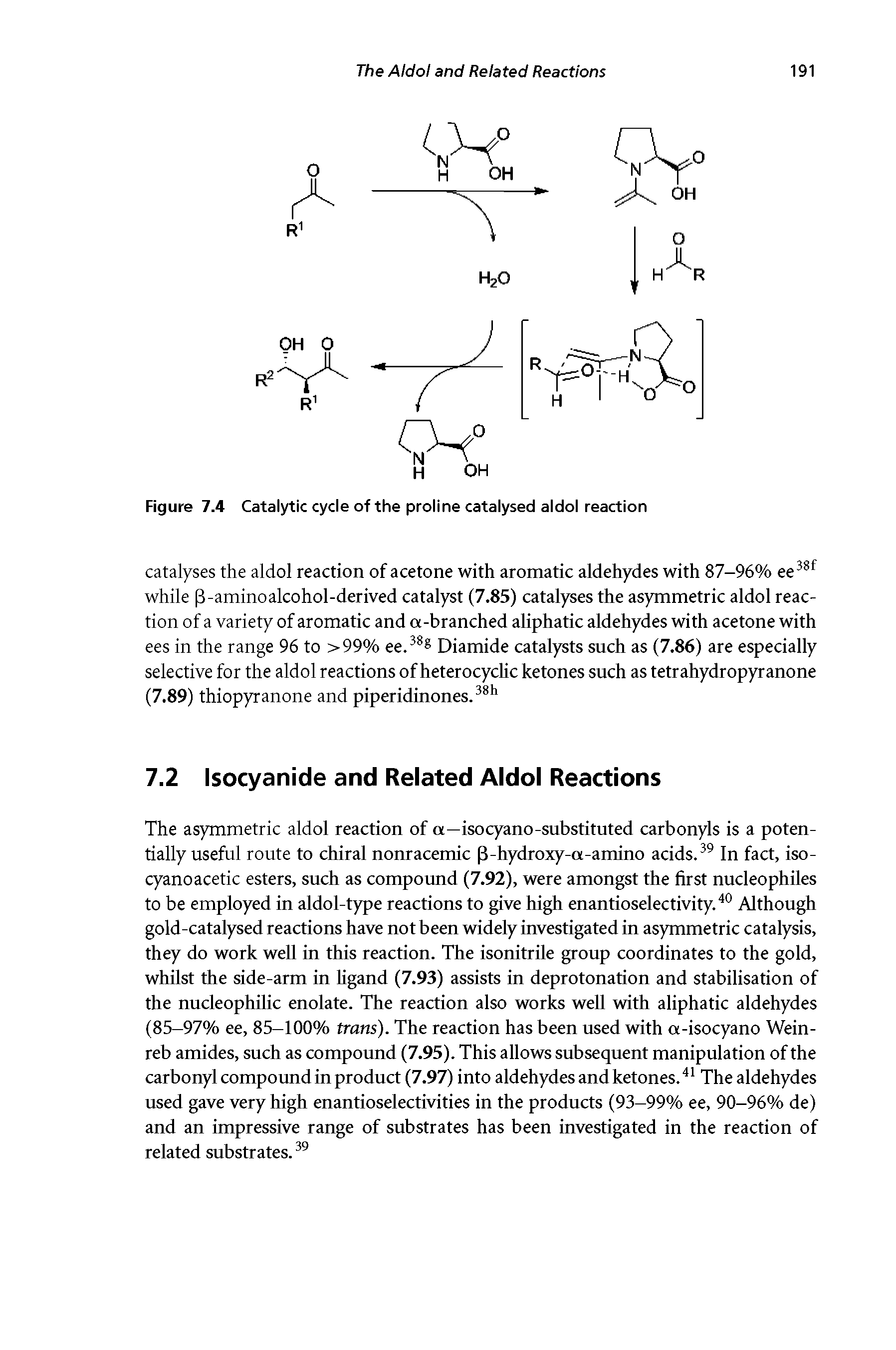 Figure 7.4 Catalytic cycle of the proline catalysed aldol reaction...