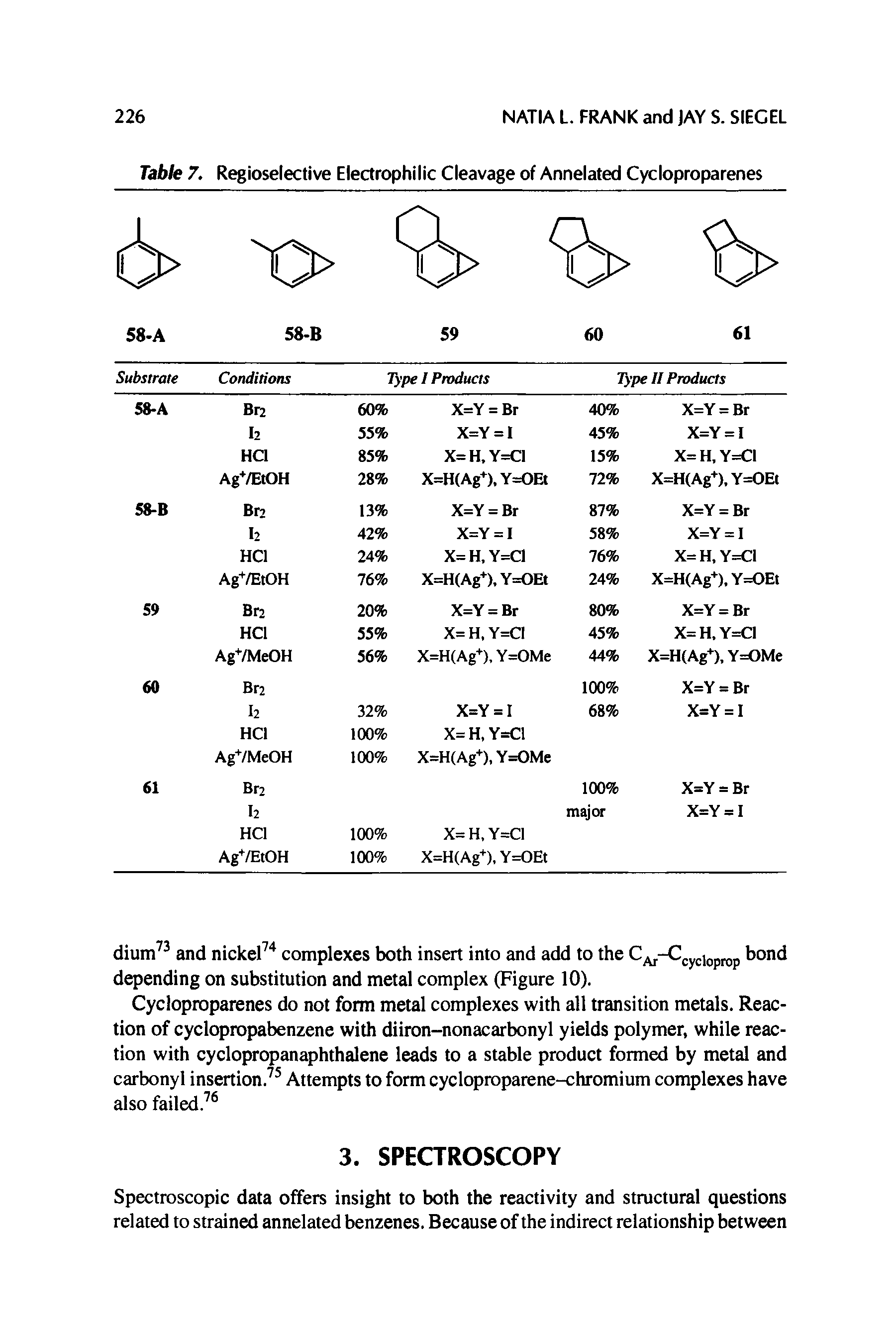 Table 7. Regioselective Electrophilic Cleavage of Annelated Cycloproparenes...
