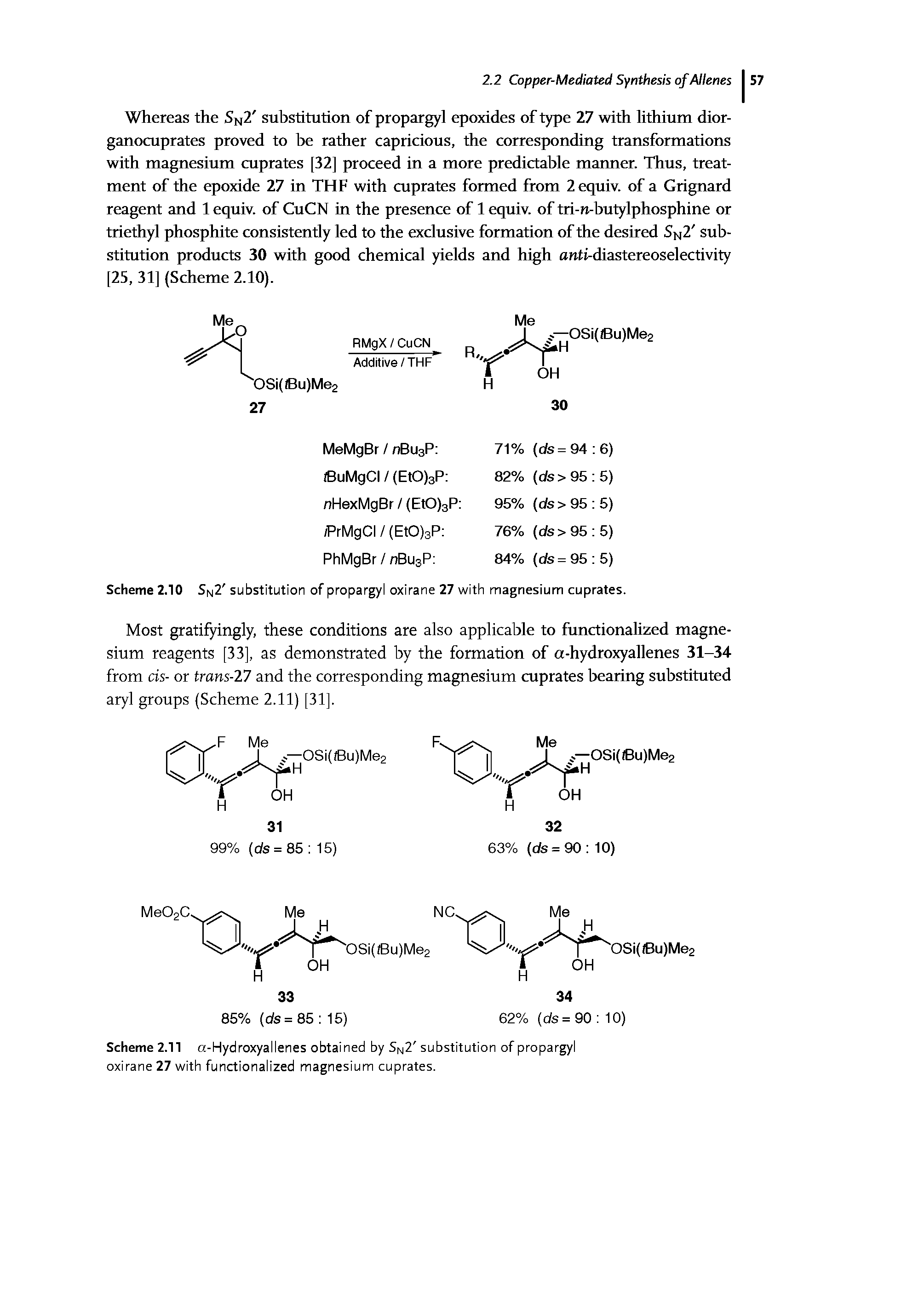 Scheme 2.10 Sn2 substitution of propargyl oxirane 27 with magnesium cuprates.