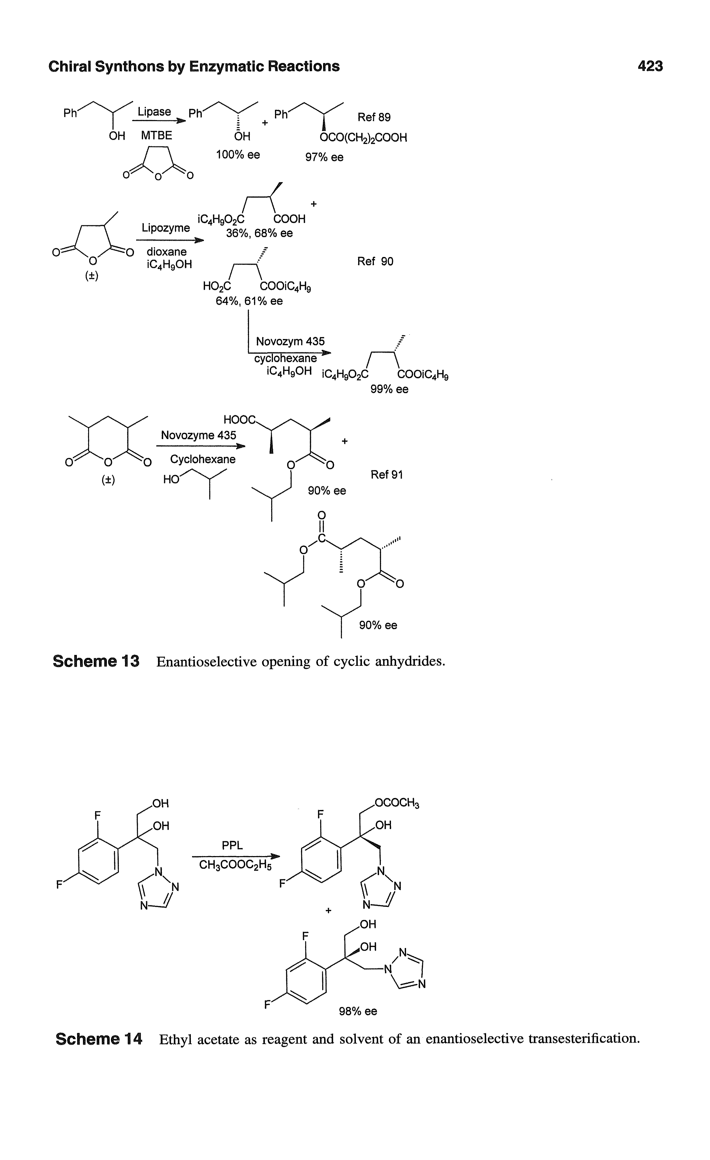 Scheme 14 Ethyl acetate as reagent and solvent of an enantioselective transesterification.