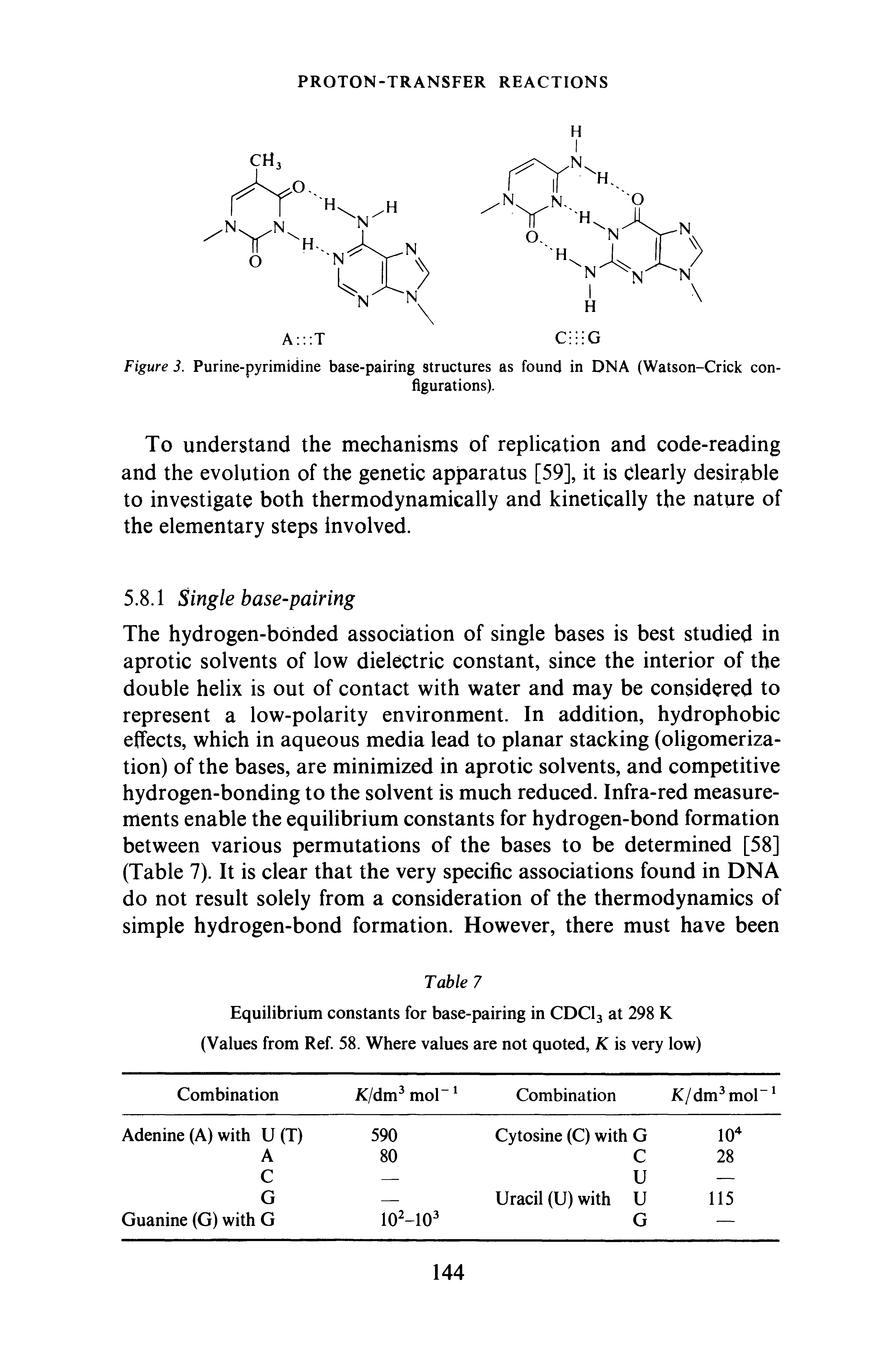 Figure 3. Purine-pyrimidine base-pairing structures as found in DNA (Watson-Crick configurations).