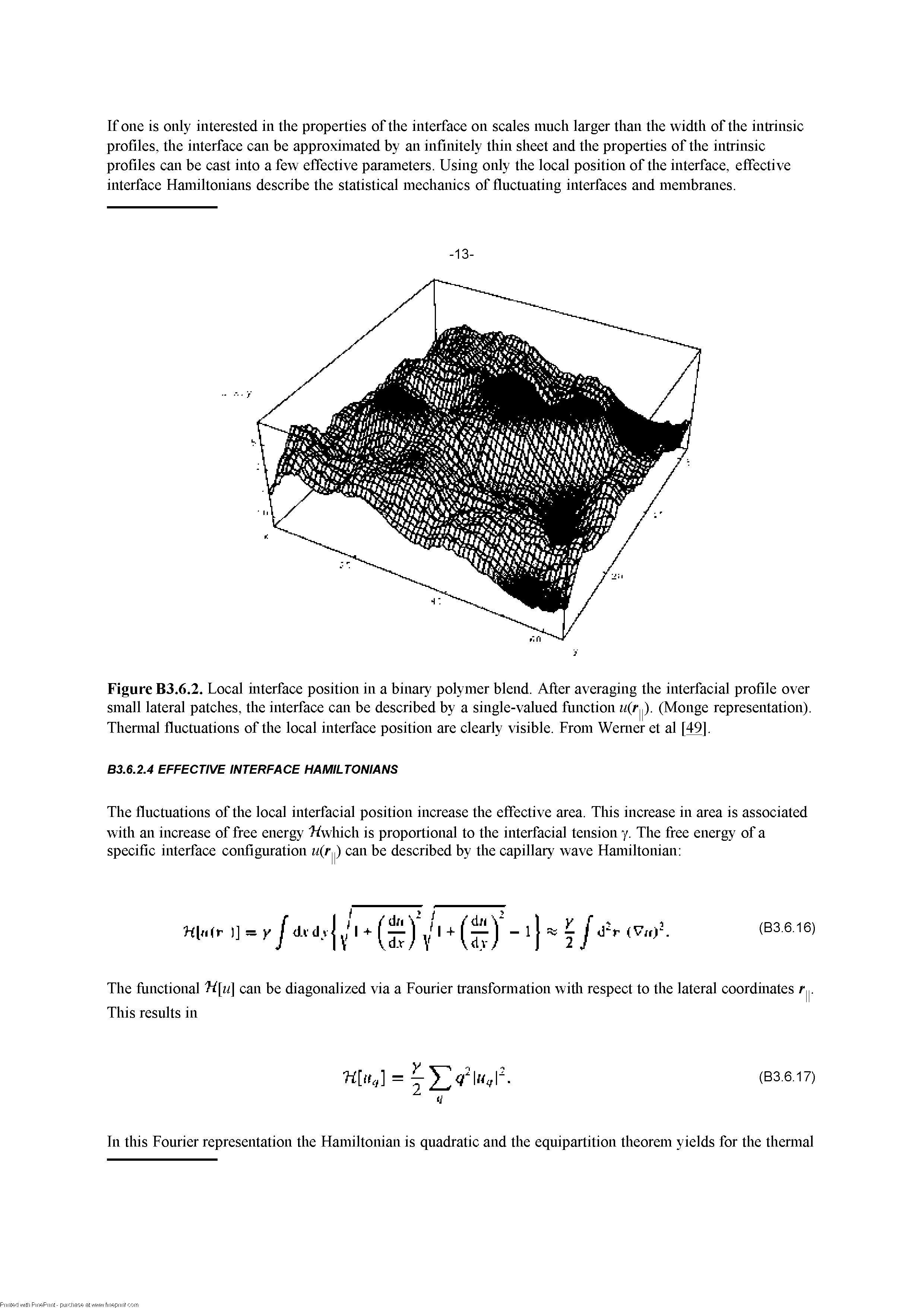 Figure B3.6.2. Local mterface position in a binary polymer blend. After averaging the interfacial profile over small lateral patches, the interface can be described by a single-valued function u r. (Monge representation). Thennal fluctuations of the local interface position are clearly visible. From Wemer et al [49].