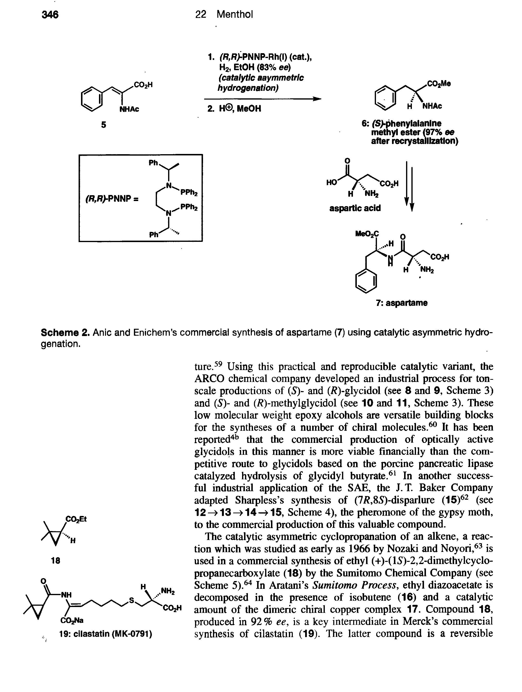 Scheme 2. Anic and Enichem s commercial synthesis of aspartame (7) using catalytic asymmetric hydrogenation.