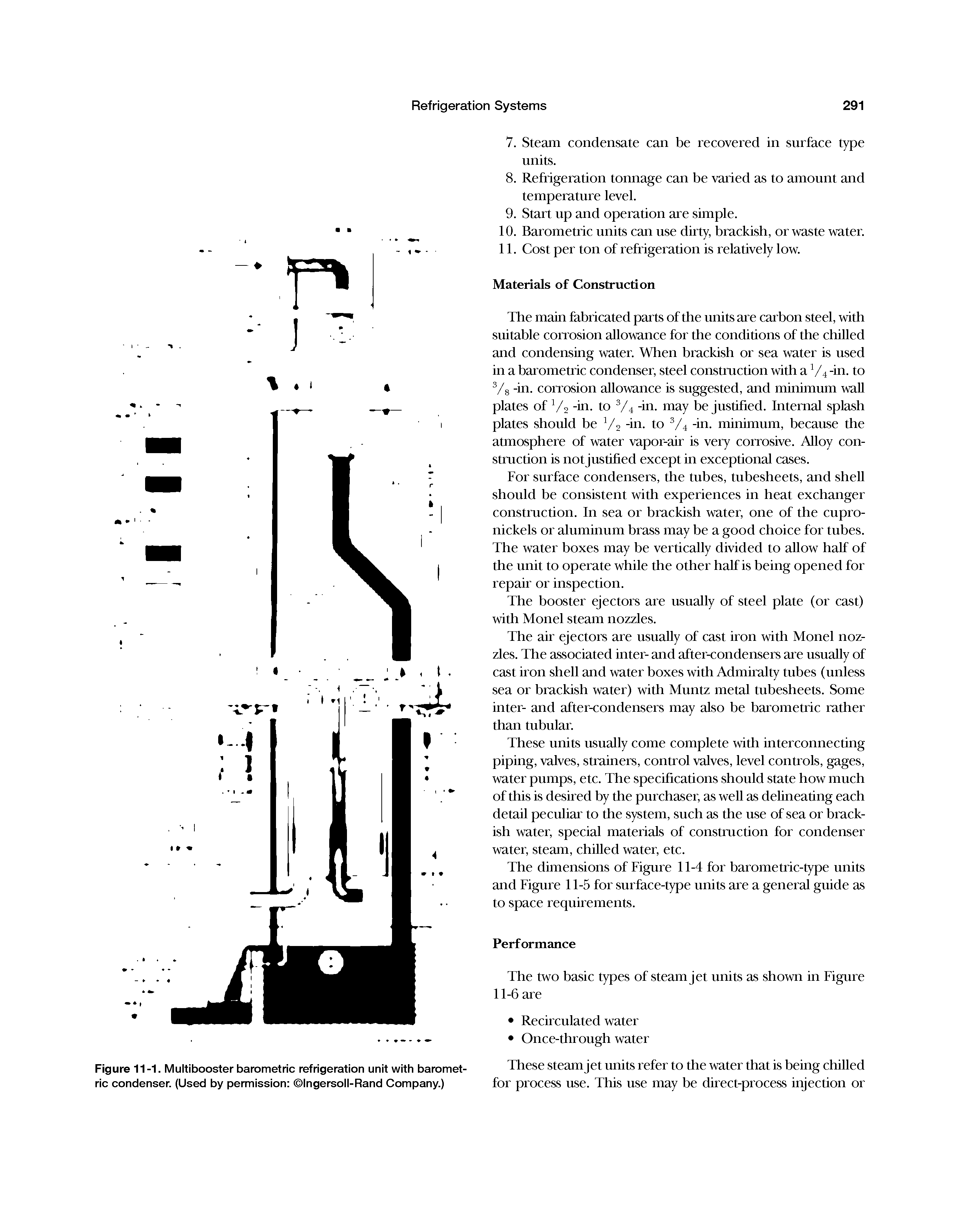 Figure 11-1. Multibooster barometric refrigeration unit with barometric condenser. (Used by permission Ingersoll-Rand Company.)...