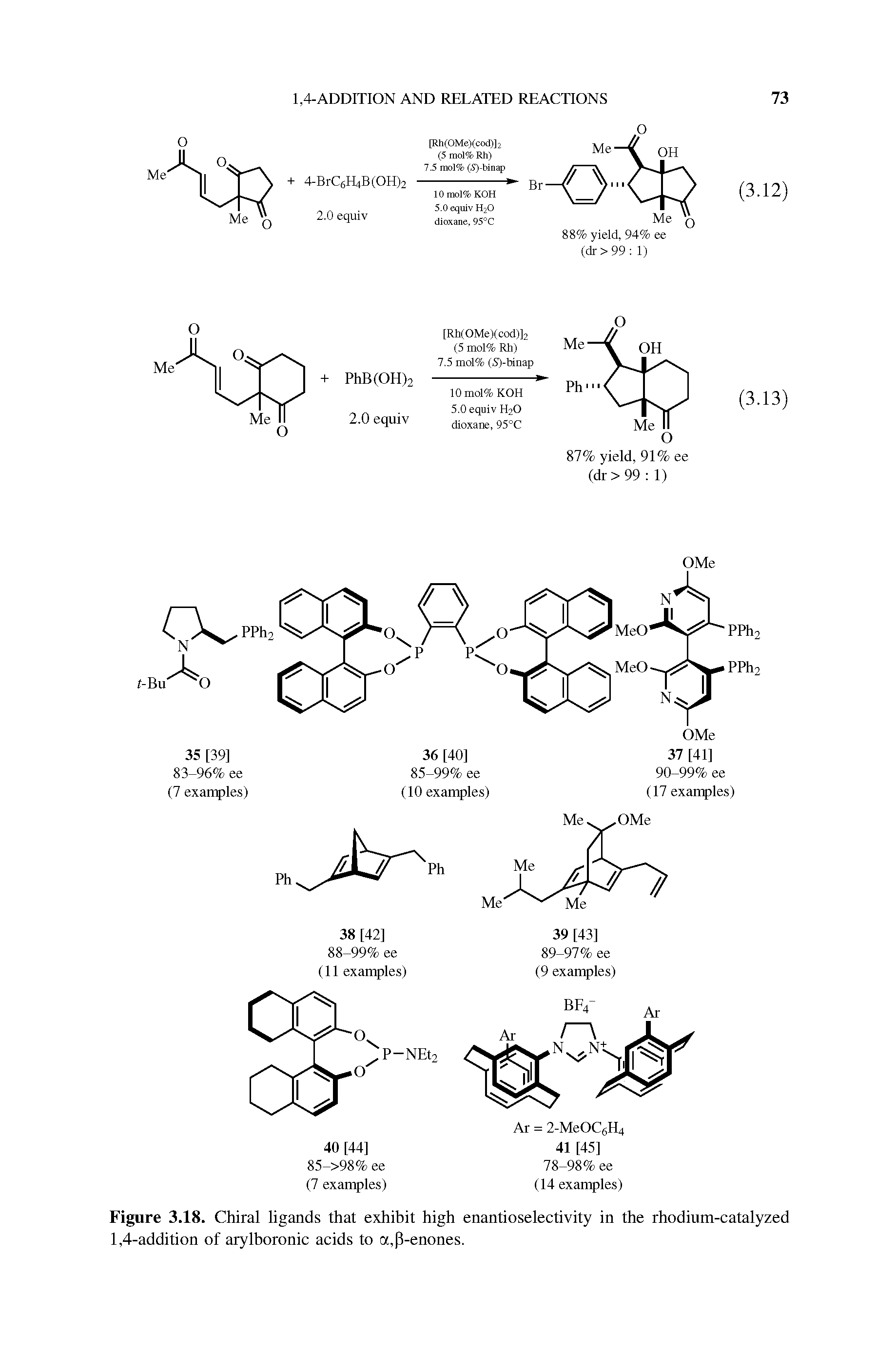 Figure 3.18. Chiral ligands that exhibit high enantioselectivity in the rhodium-catalyzed 1,4-addition of arylboronic acids to a,P-enones.