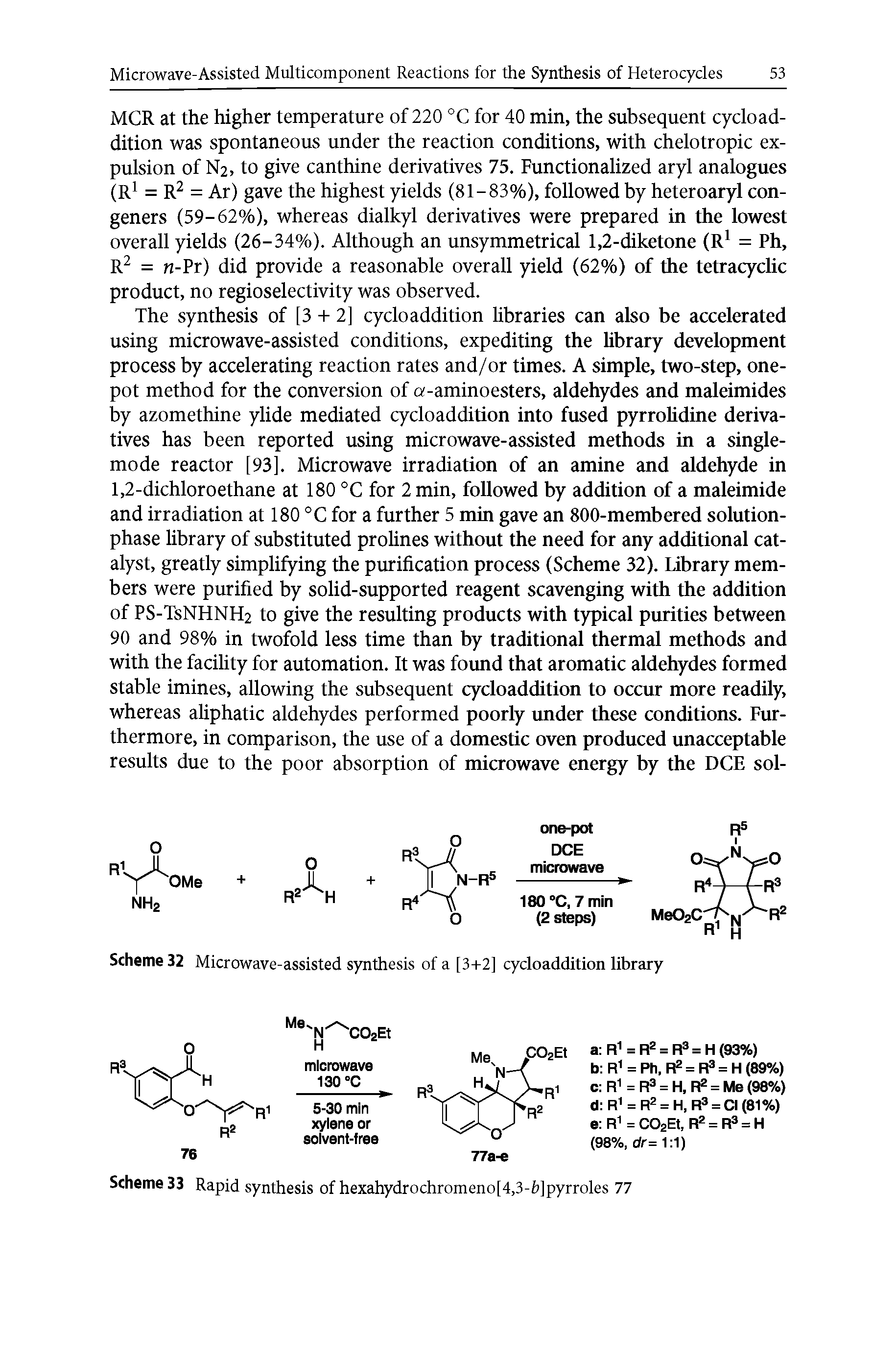 Scheme 32 Microwave-assisted synthesis of a [3-1-2] cycloaddition library...
