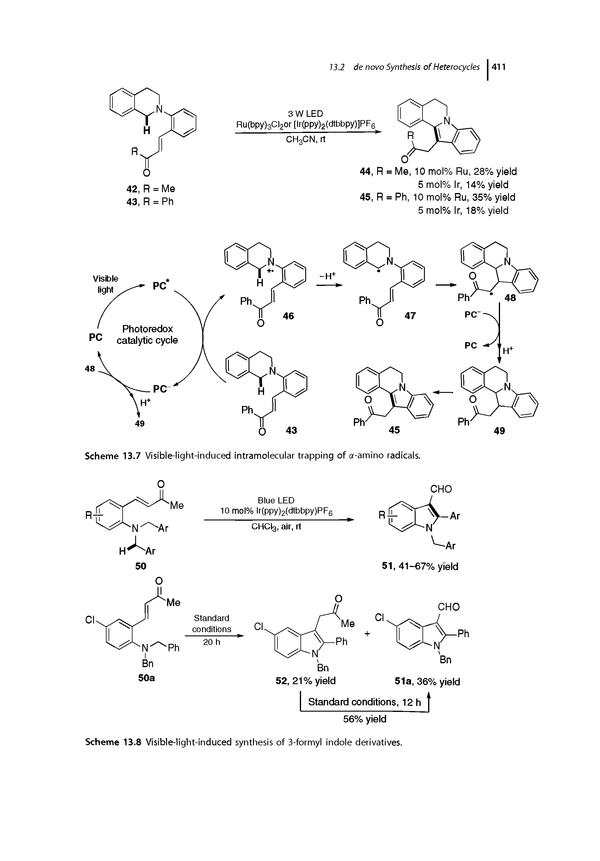 Scheme 13.8 Visible-light-induced synthesis of 3-formyl Indole derivatives.
