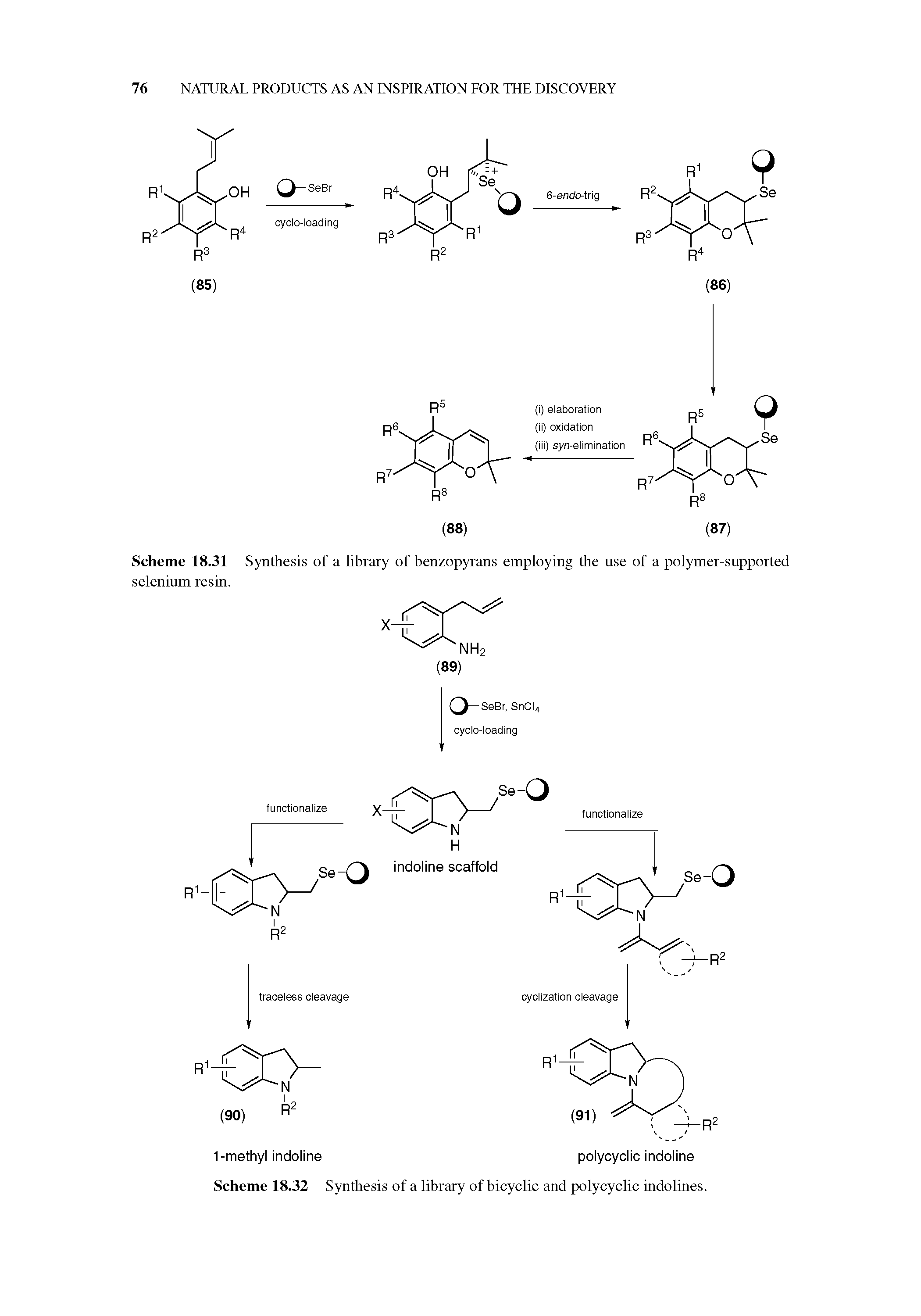 Scheme 18.31 Synthesis of a library of benzopyrans employing the use of a polymer-supported selenium resin.