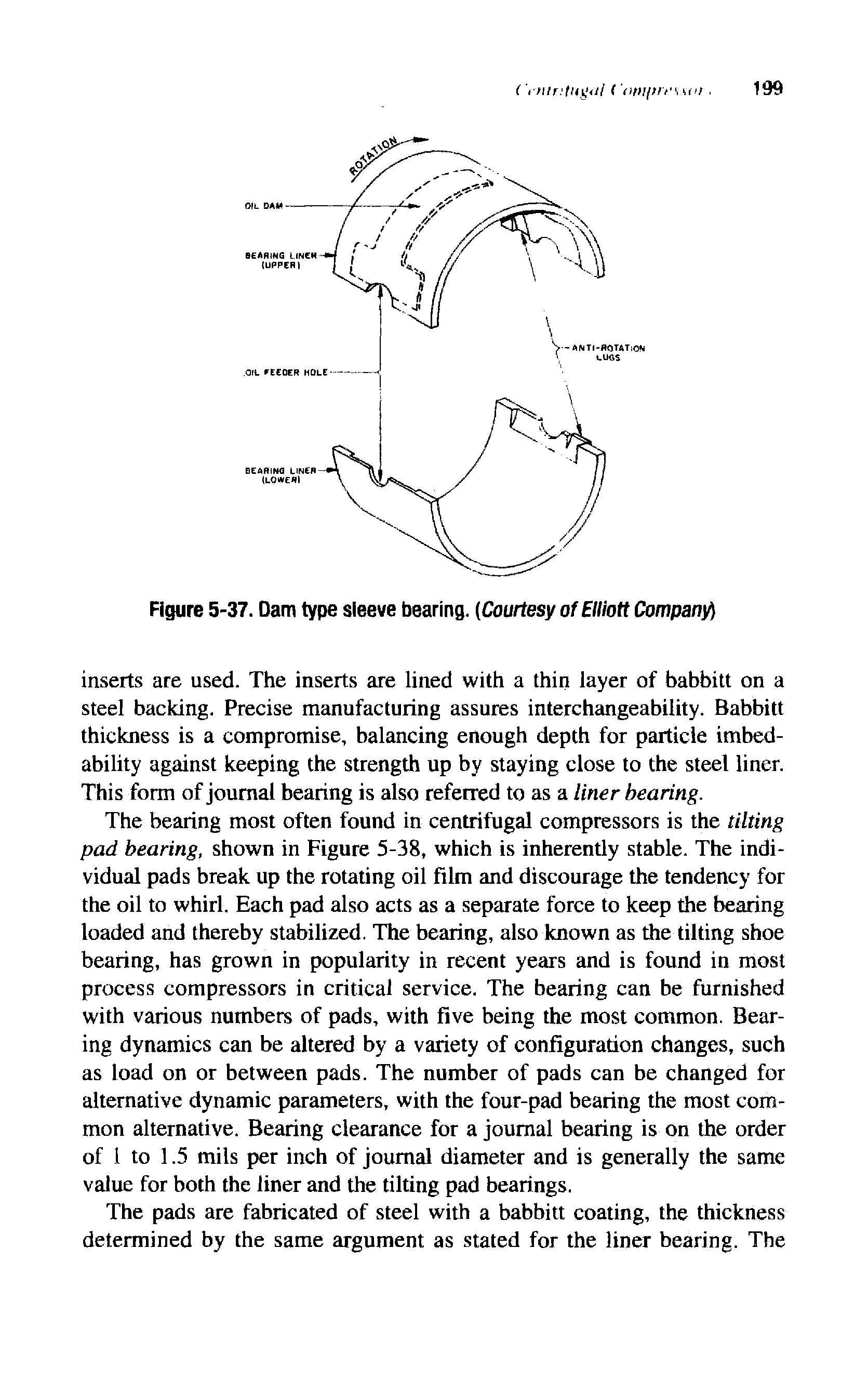 Figure 5-37. Dam type sleeve bearing. (Courtesy of Elliott Company...