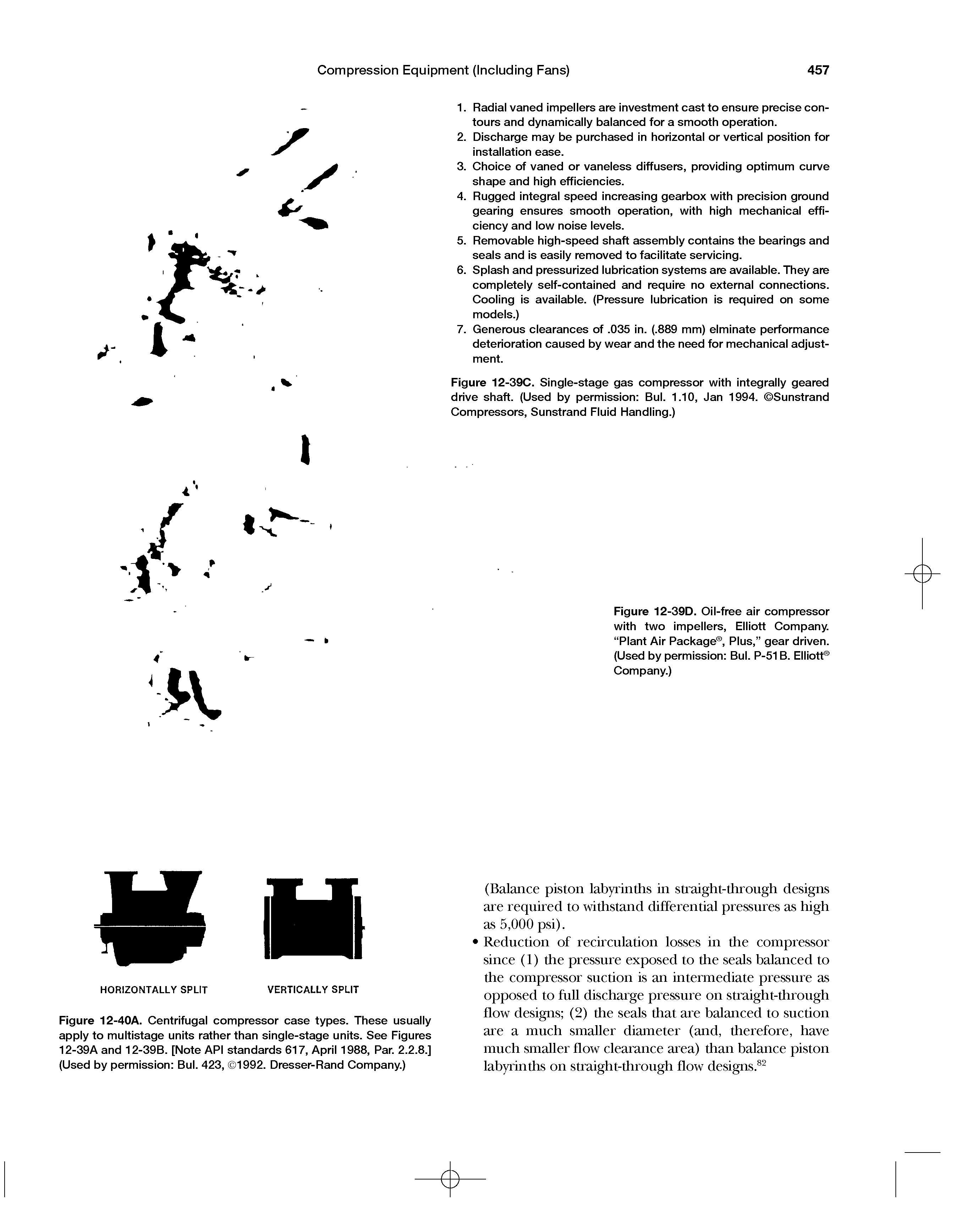 Figure 12-39C. Single-stage gas compressor with integrally geared drive shaft. (Used by permission Bui. 1.10, Jan 1994. Sunstrand Compressors, Sunstrand Fluid Handling.)...