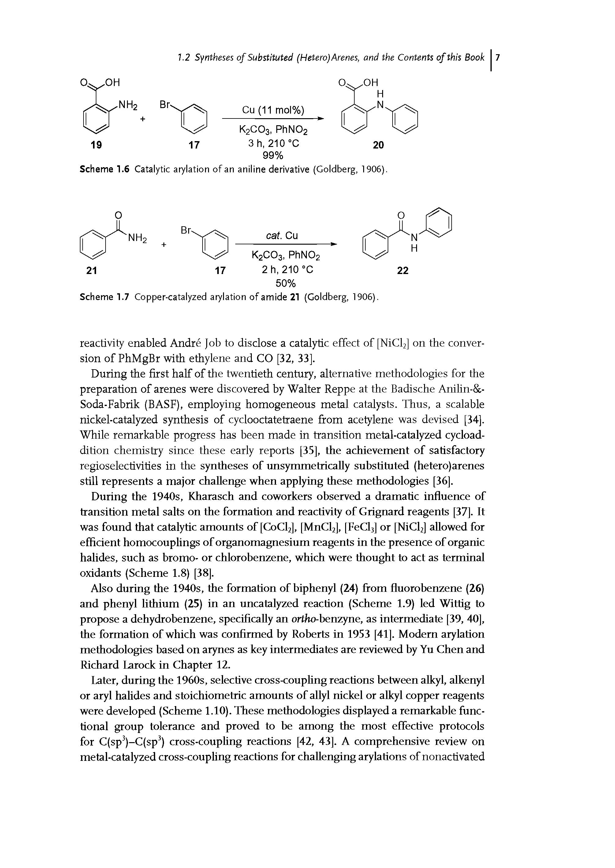 Scheme 1.7 Copper-catalyzed arylation of amide 21 (Goldberg, 1906).