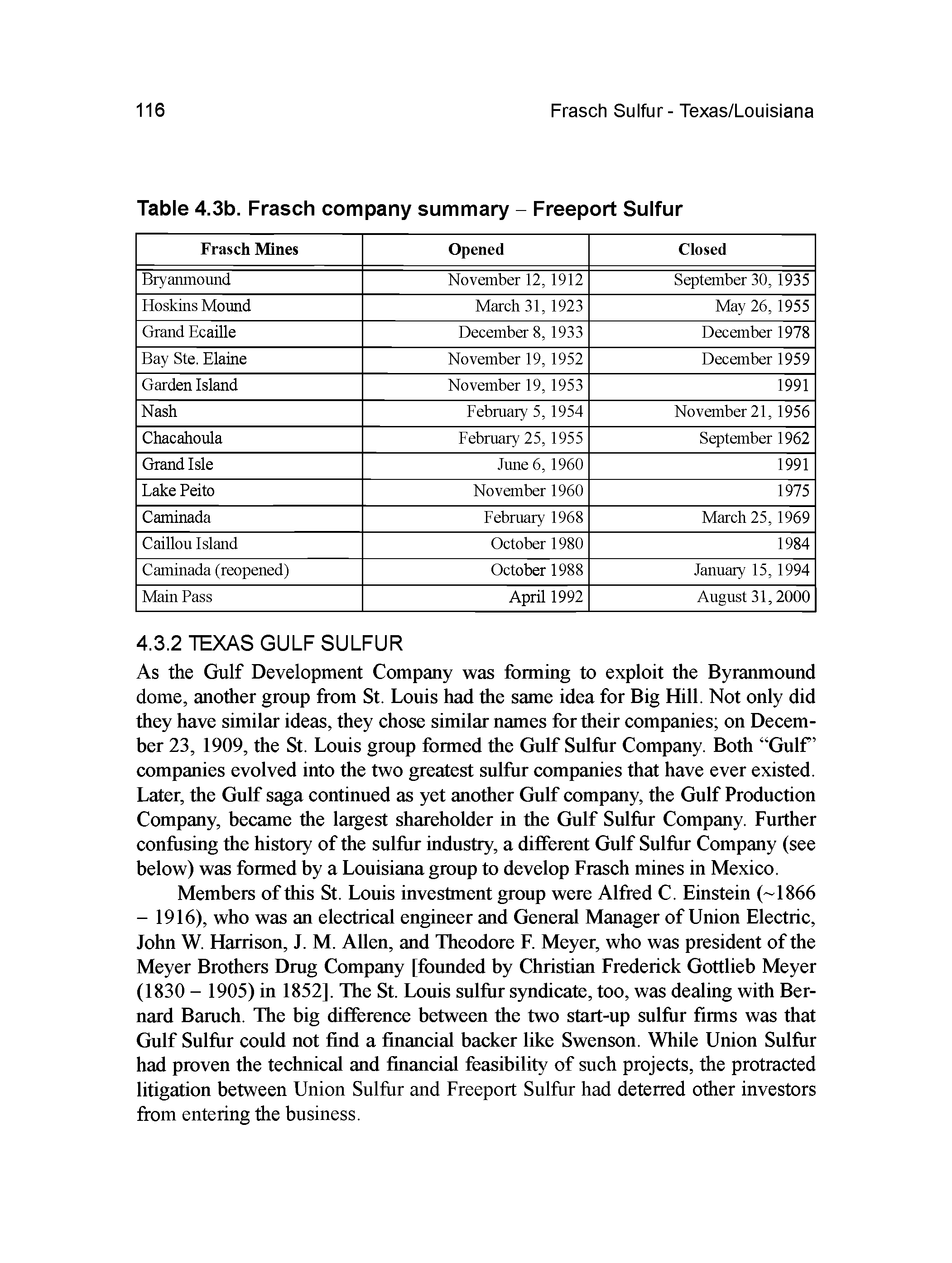 Table 4.3b. Frasch company summary - Freeport Sulfur...