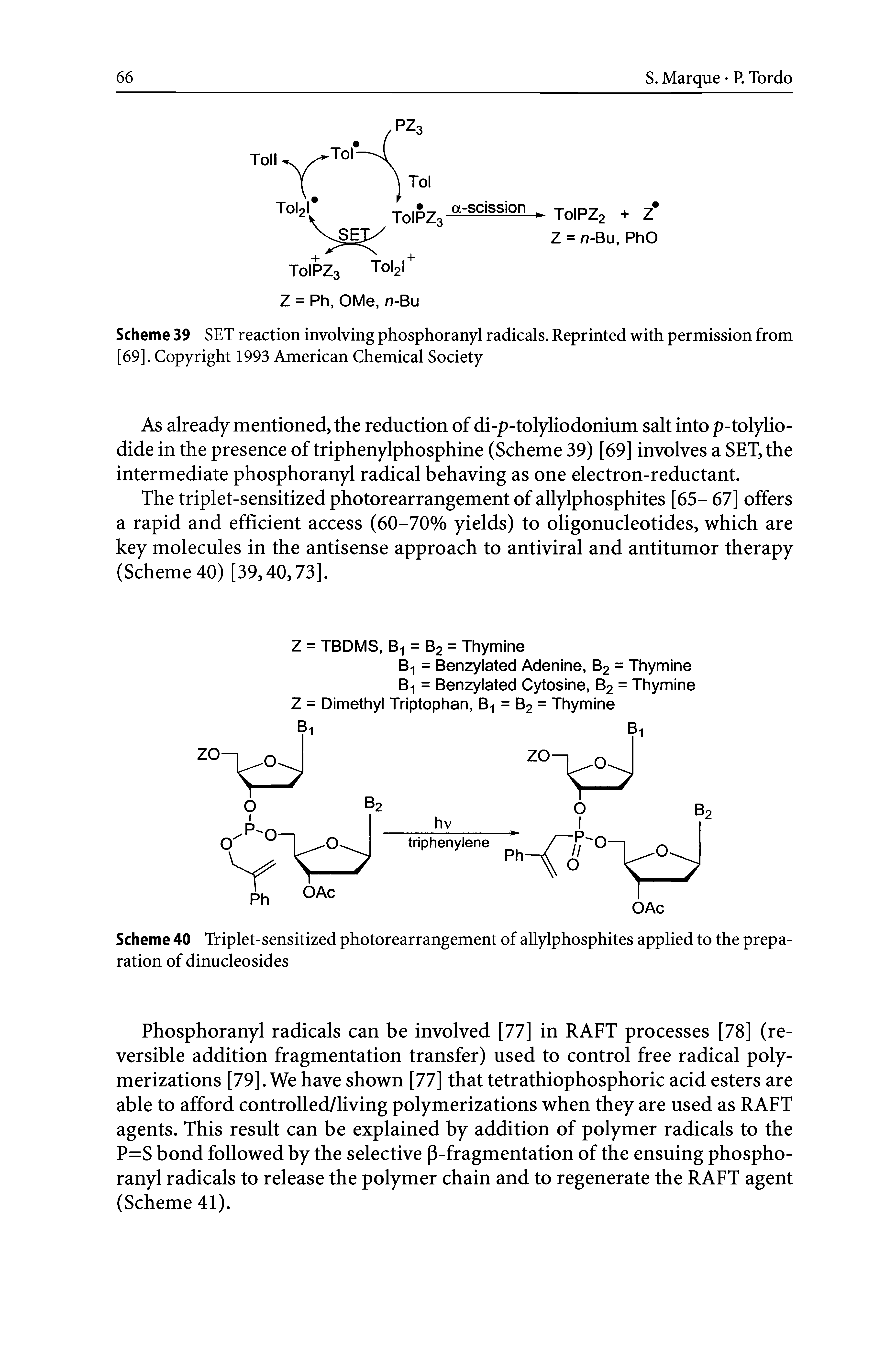 Scheme 39 SET reaction involving phosphoranyl radicals. Reprinted with permission from [69]. Copyright 1993 American Chemical Society...