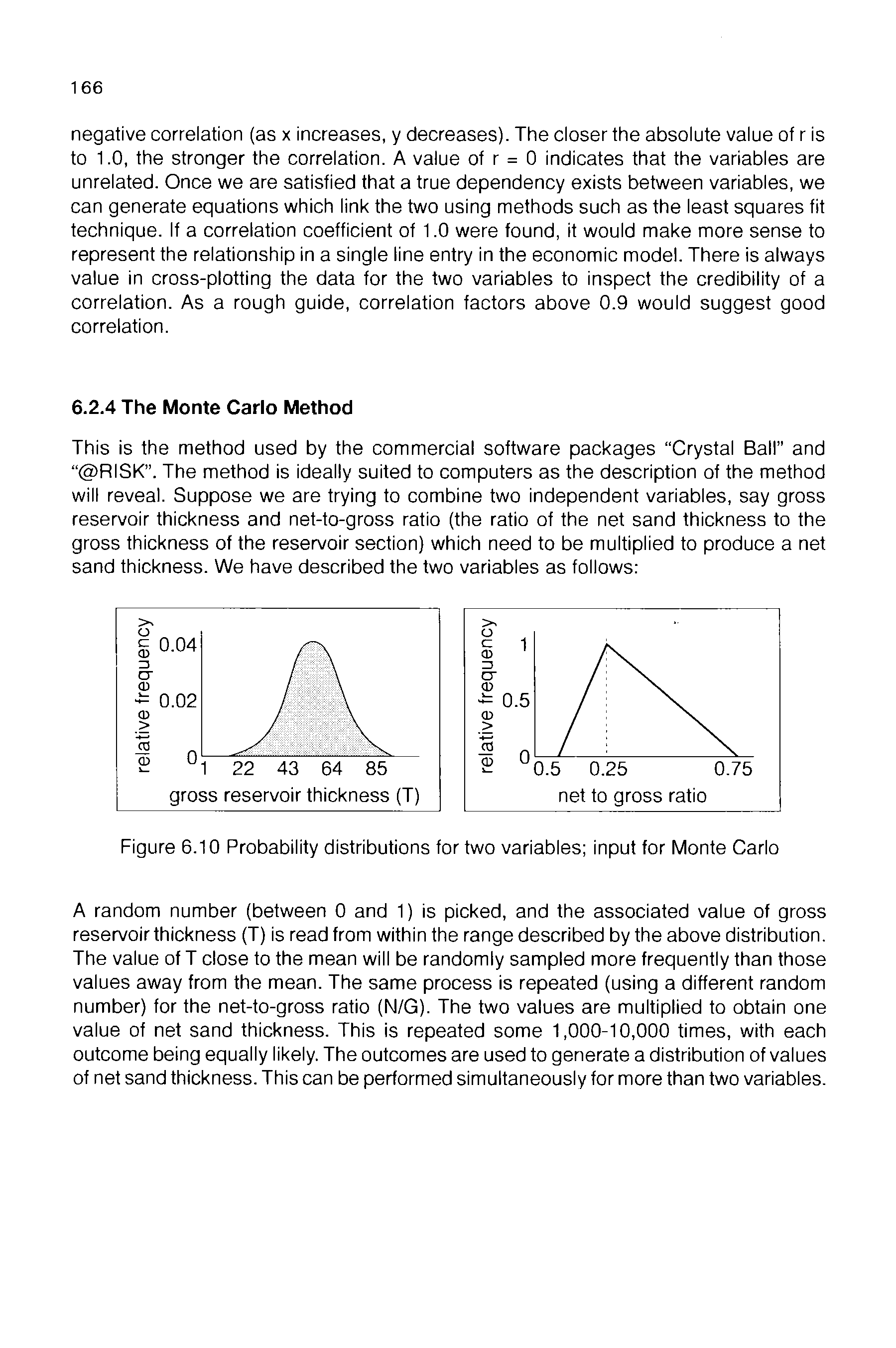 Figure 6.10 Probability distributions for two variables input for Monte Carlo...