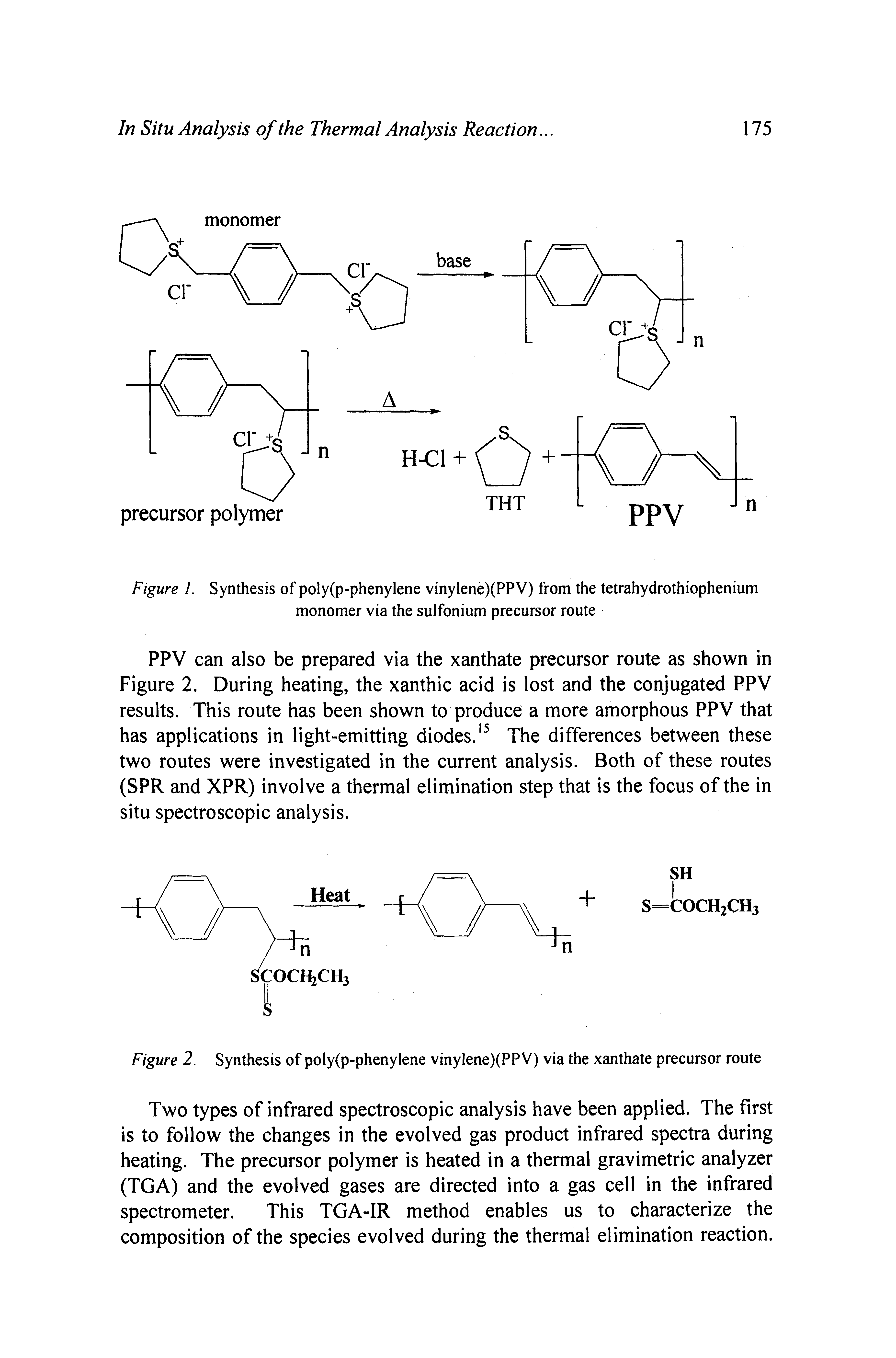 Figure 2. Synthesis of poly(p-phenylene vinylene)(PPV) via the xanthate precursor route...