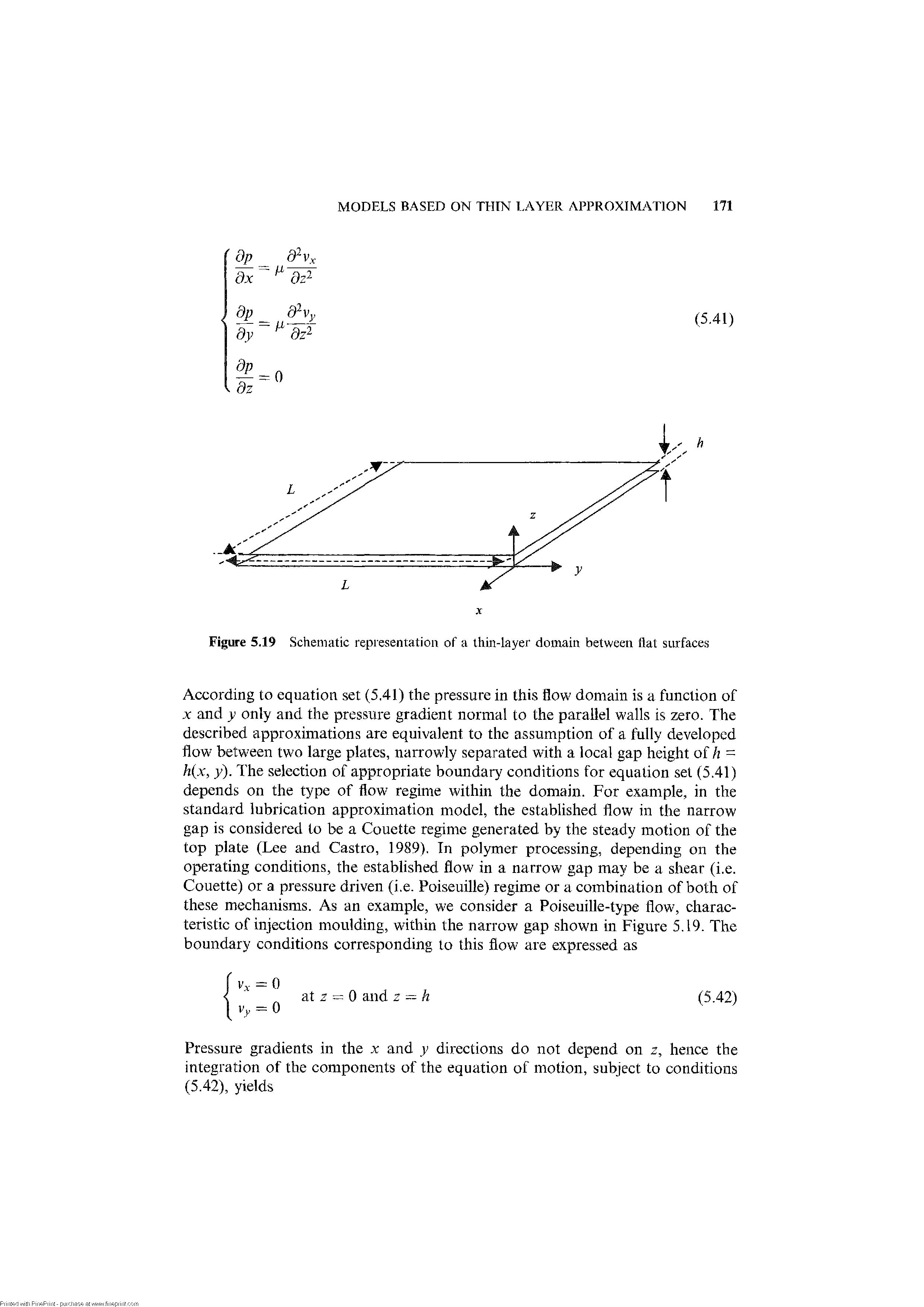 Figure 5.19 Schematic representation of a thin-layer domain between flat surfaces...