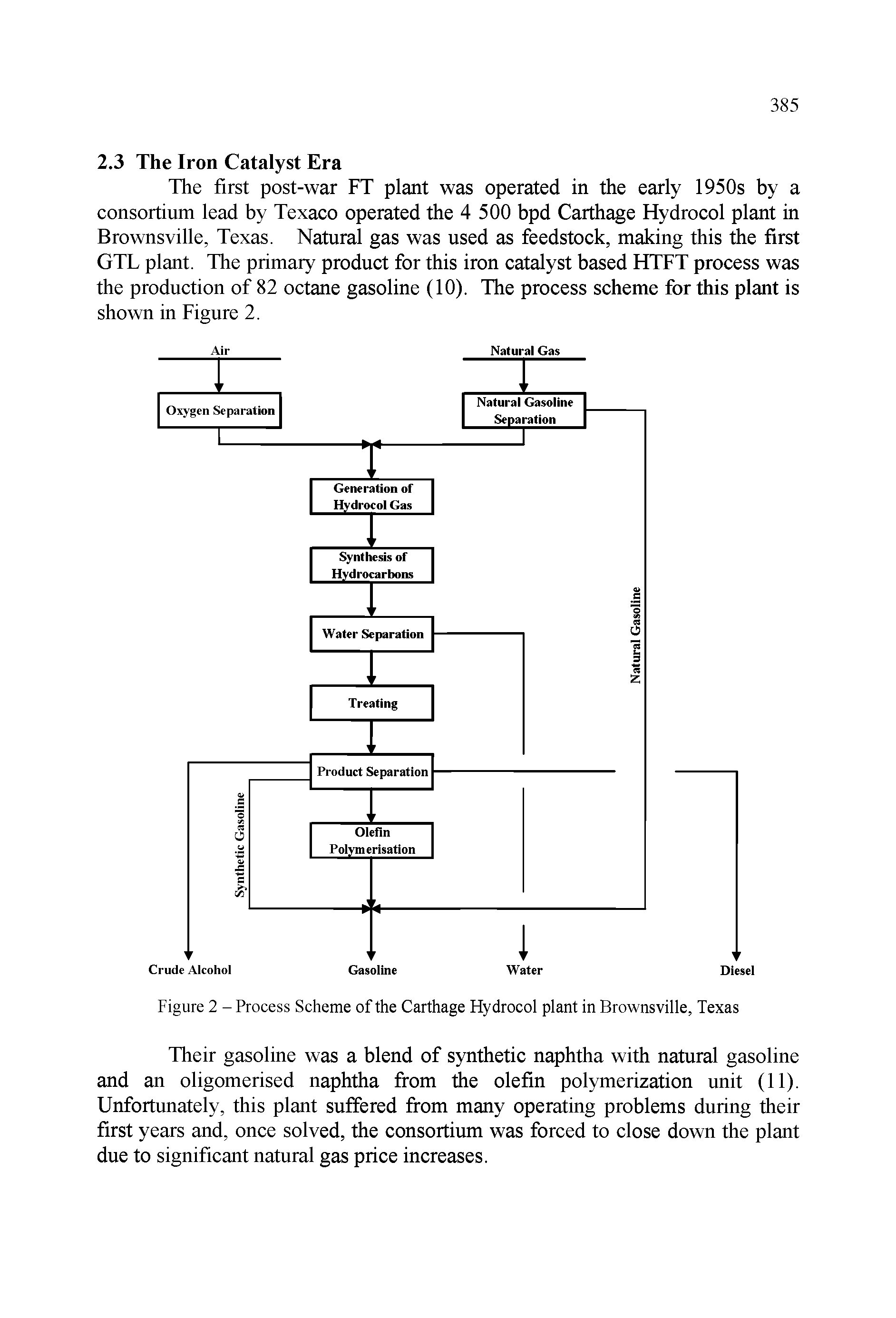 Figure 2 - Process Scheme of the Carthage Hydrocol plant in Brownsville, Texas...