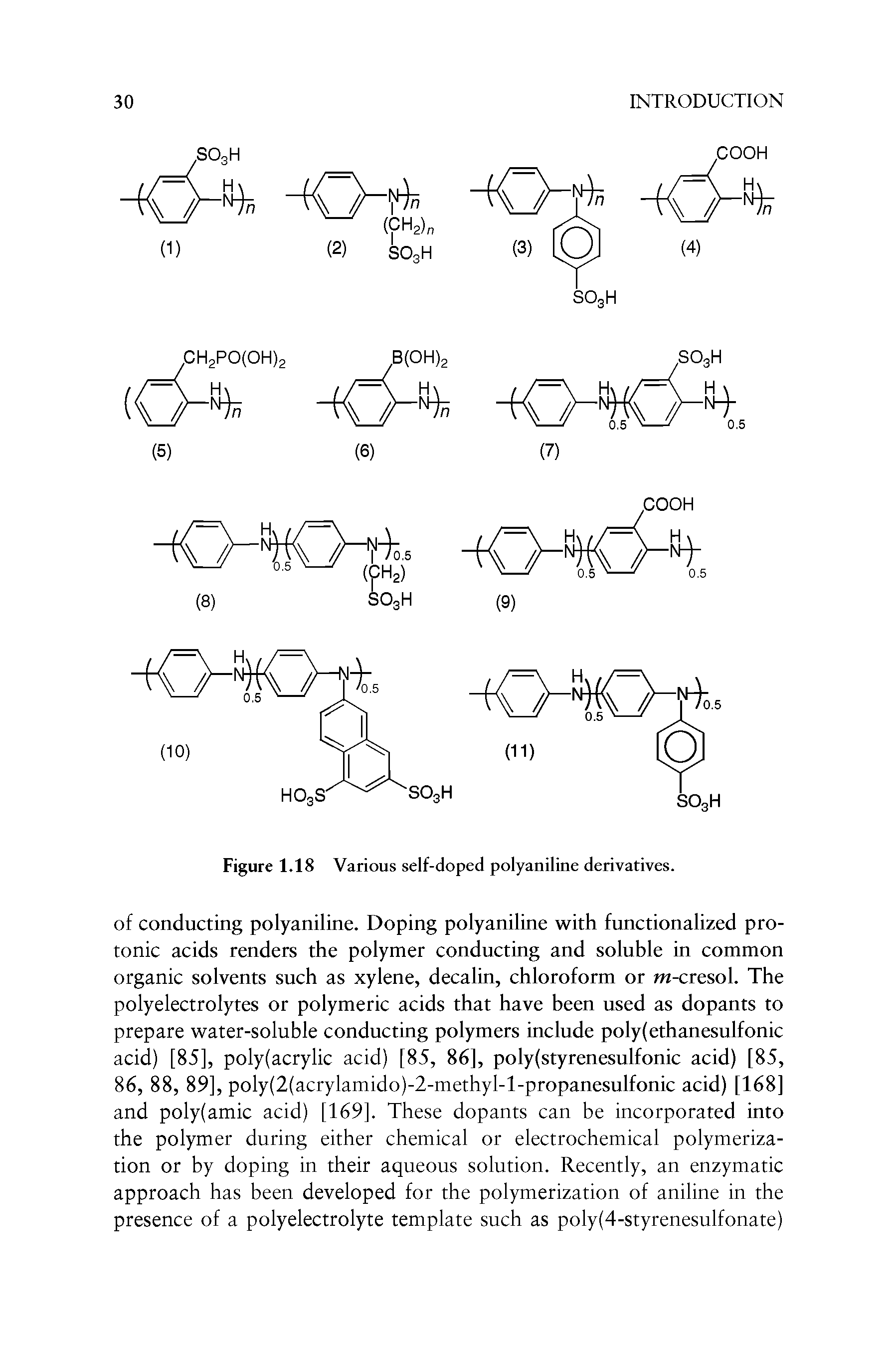 Figure 1.18 Various self-doped polyaniline derivatives.