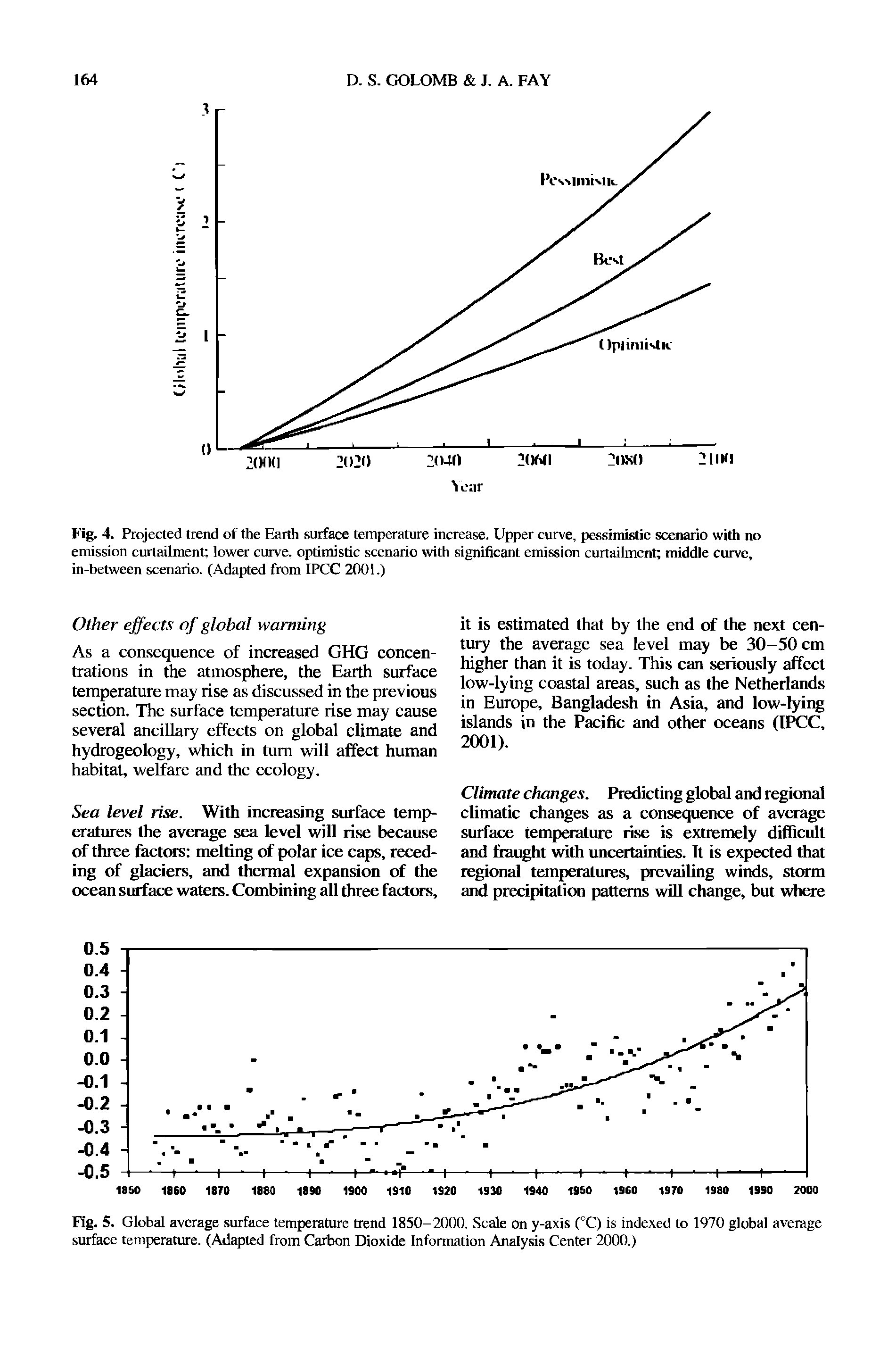 Fig. 5. Global average surface temperature trend 1850-2000. Scale on y-axis (°C) is indexed to 1970 global average surface temperature. (Adapted from Carbon Dioxide Information Analysis Center 2000.)...