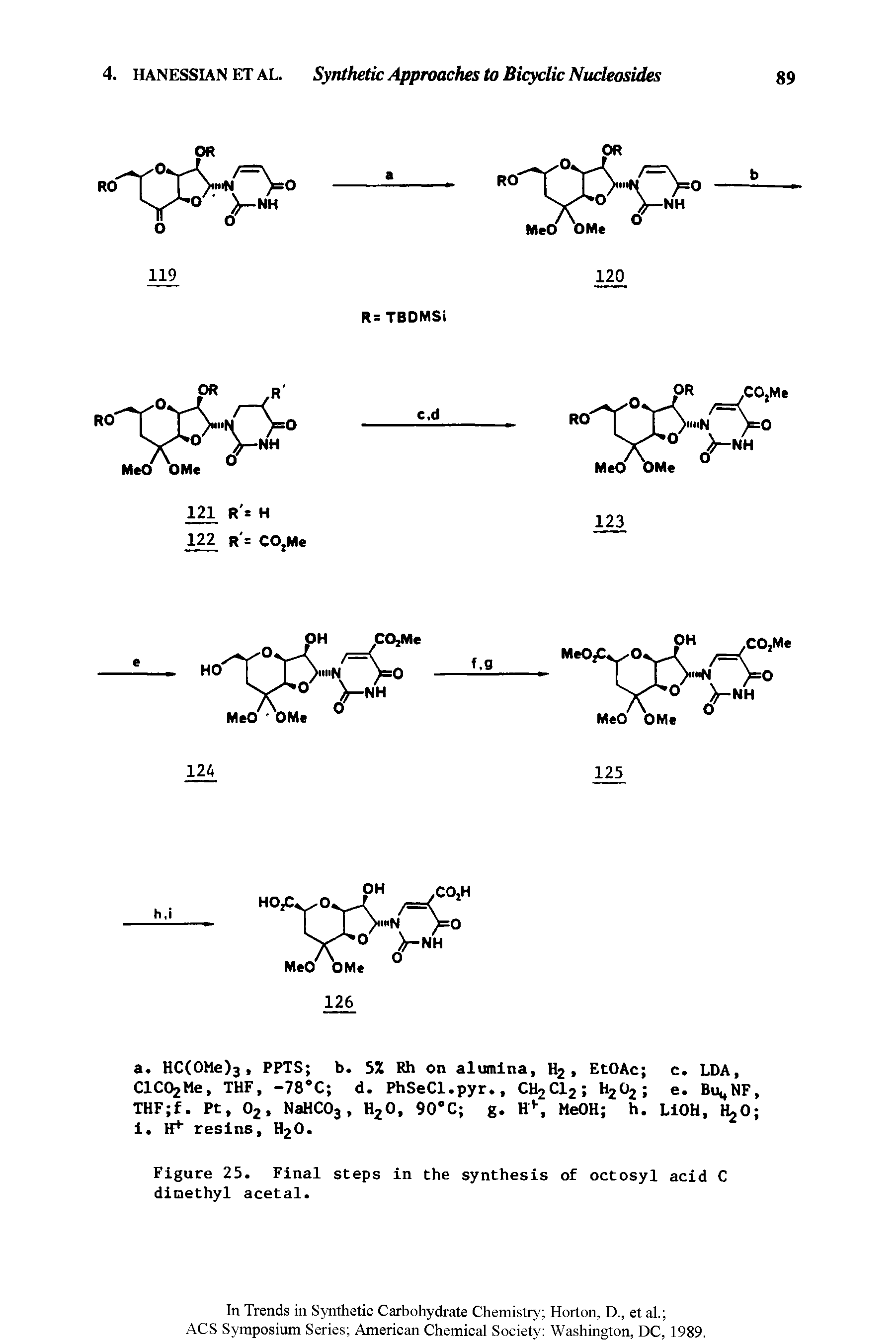 Figure 25. Final steps in the synthesis of octosyl acid C dimethyl acetal.