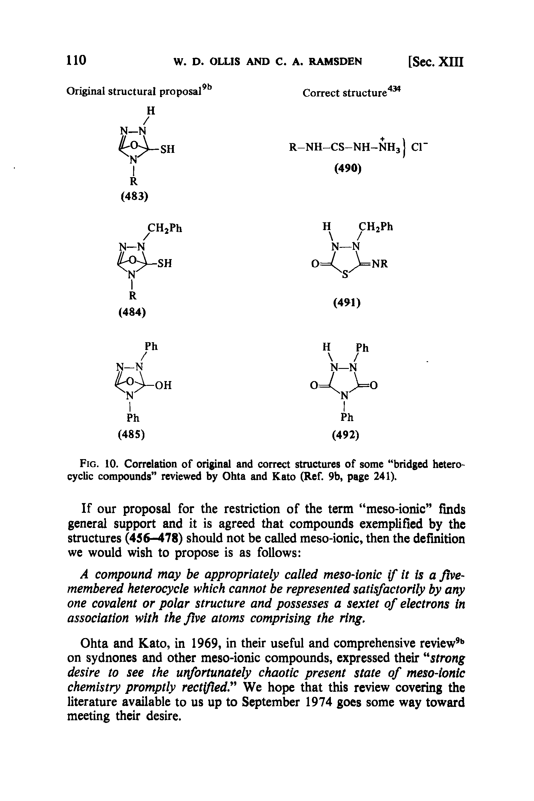 Fig. 10. Correlation of original and correct structures of some bridged heterocyclic compounds reviewed by Ohta and Kato (Ref. 9b, page 241).
