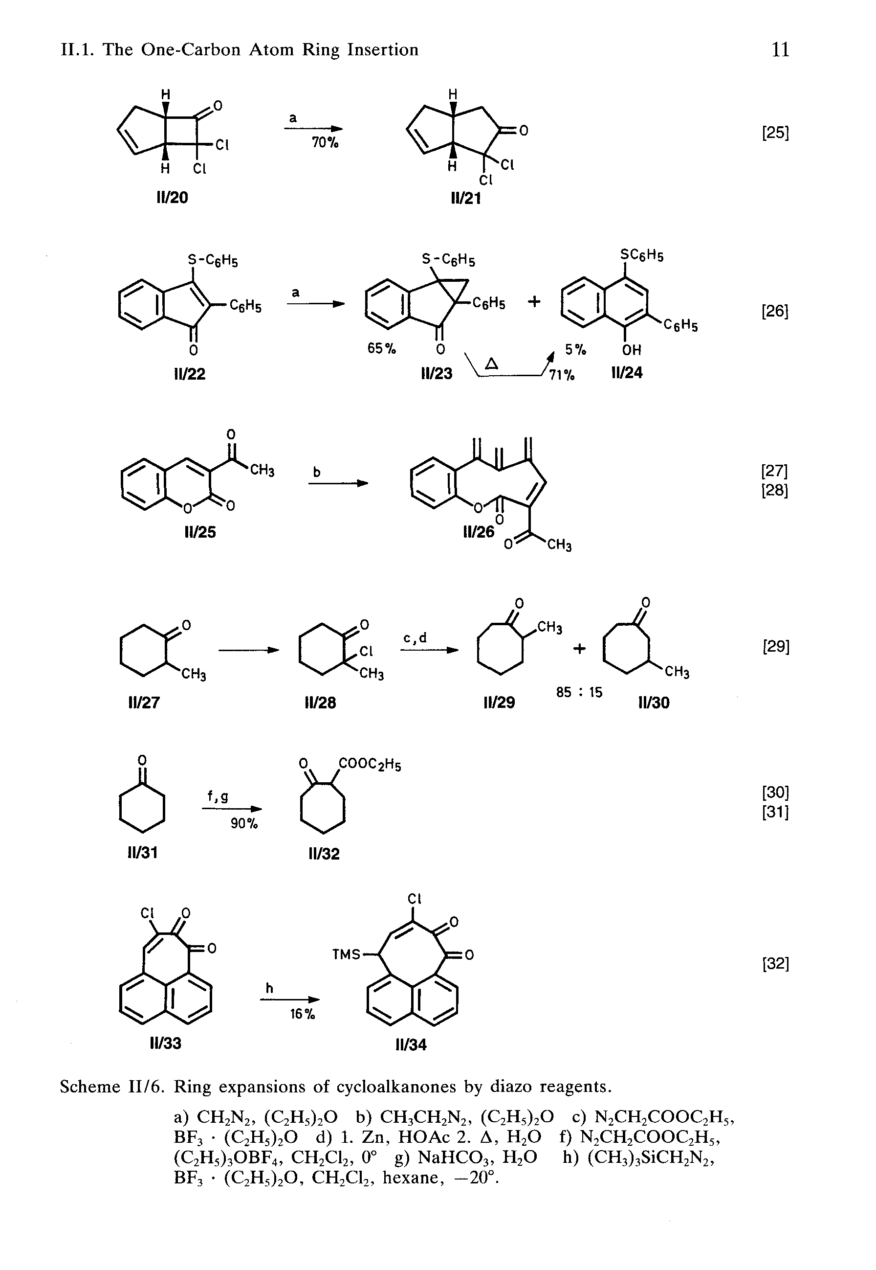Scheme II/6. Ring expansions of cycloalkanones by diazo reagents.