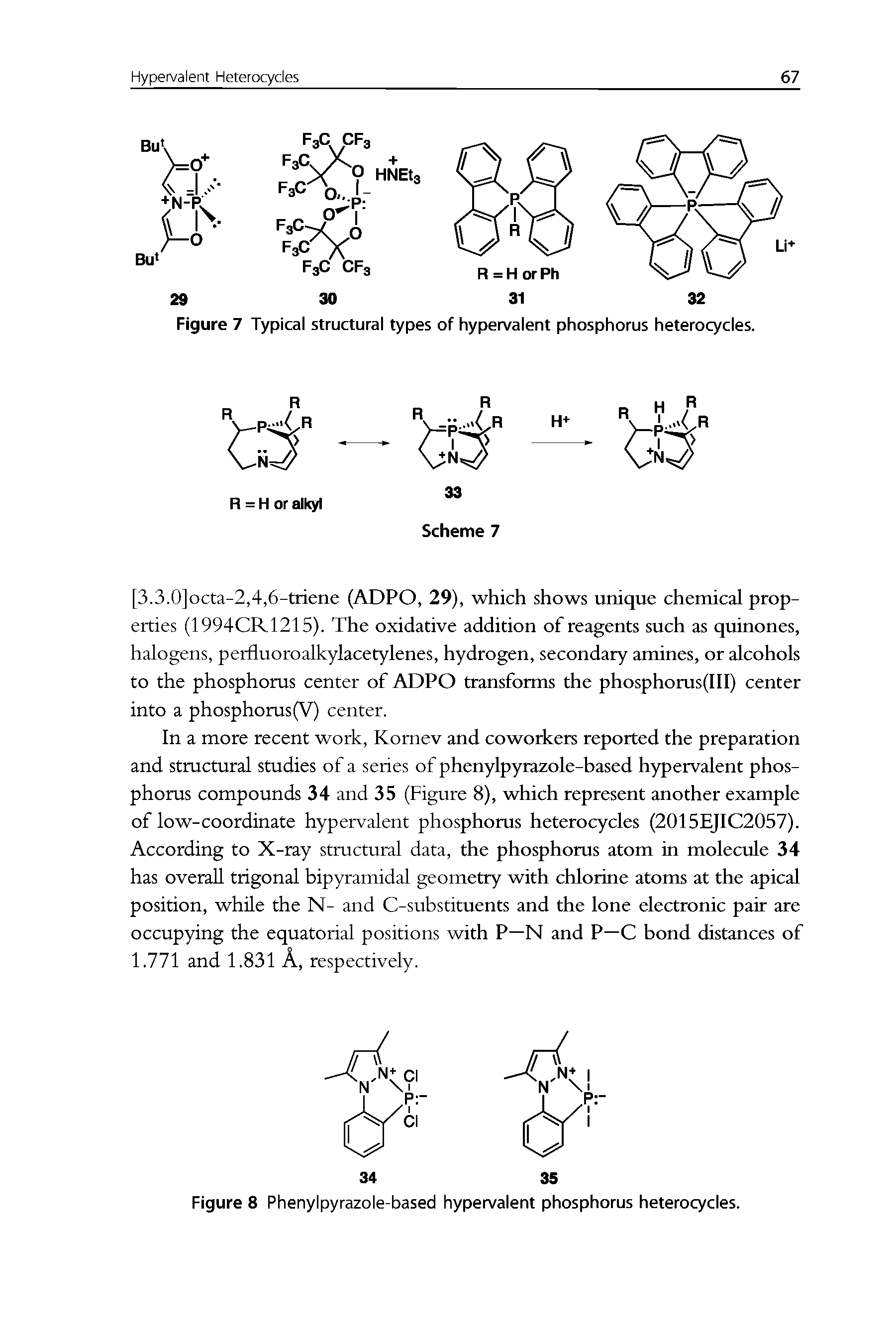 Figure 7 Typical structural types of hypervalent phosphorus heterocycles.
