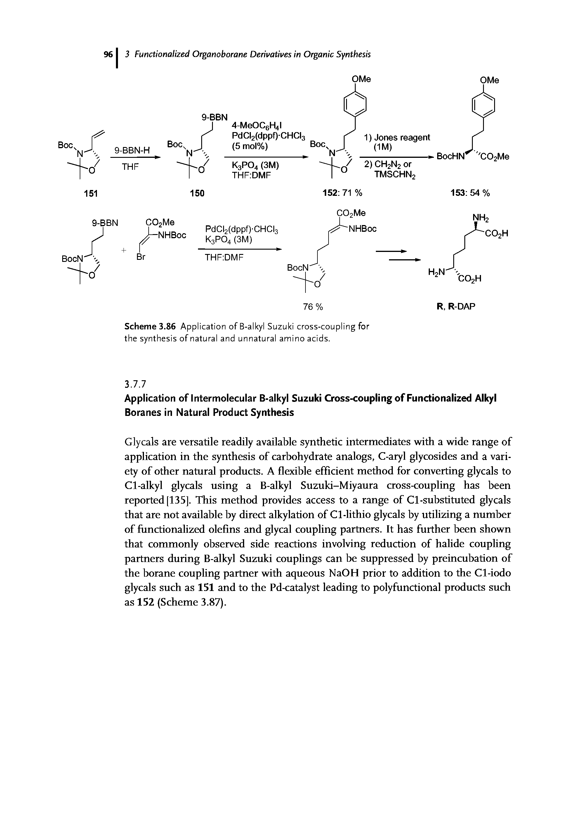 Scheme 3.86 Application of B-alkyl Suzuki cross-coupling for the synthesis of natural and unnatural amino acids.