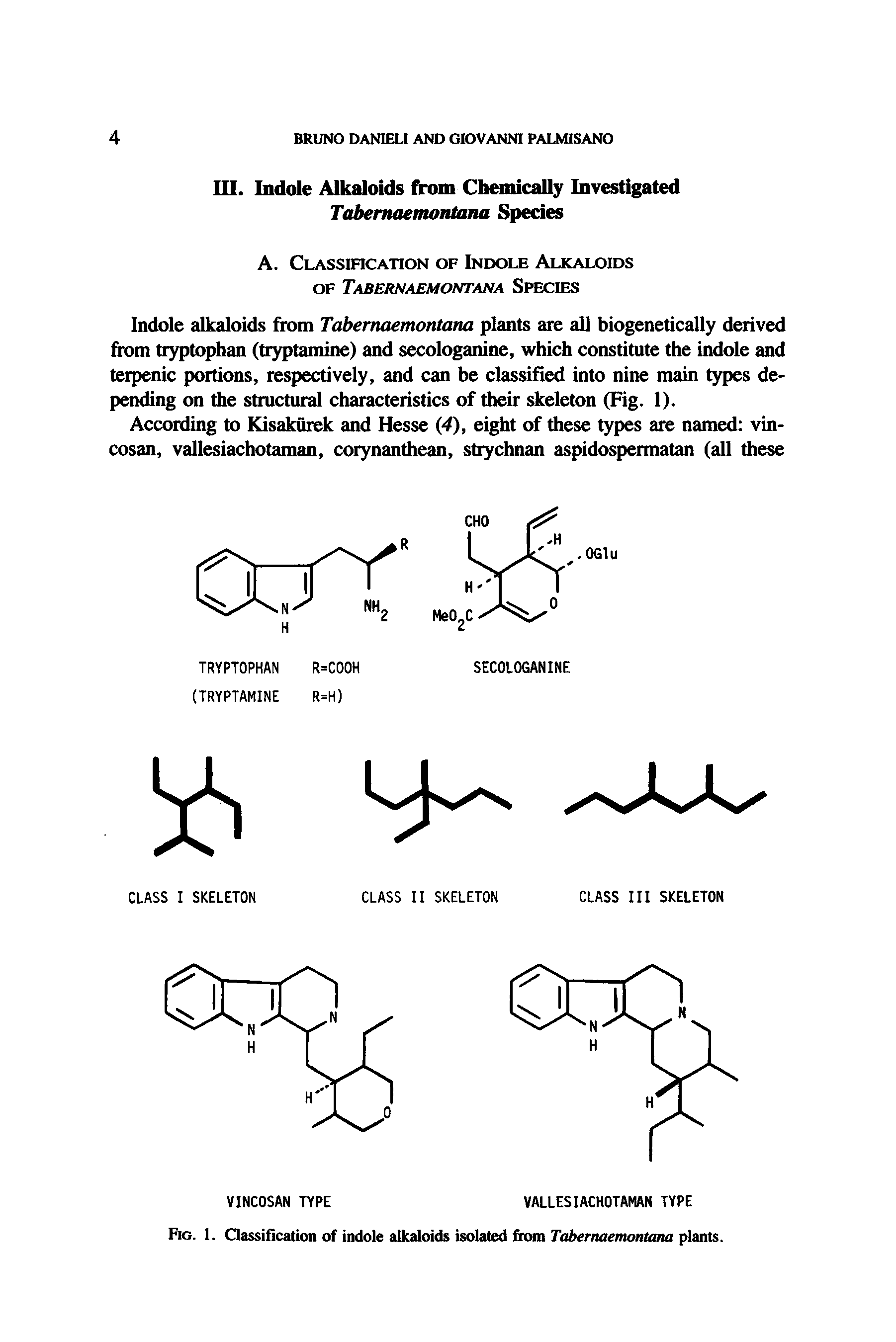 Fig. 1. Classification of indole alkaloids isolated from Tabernaemontana plants.
