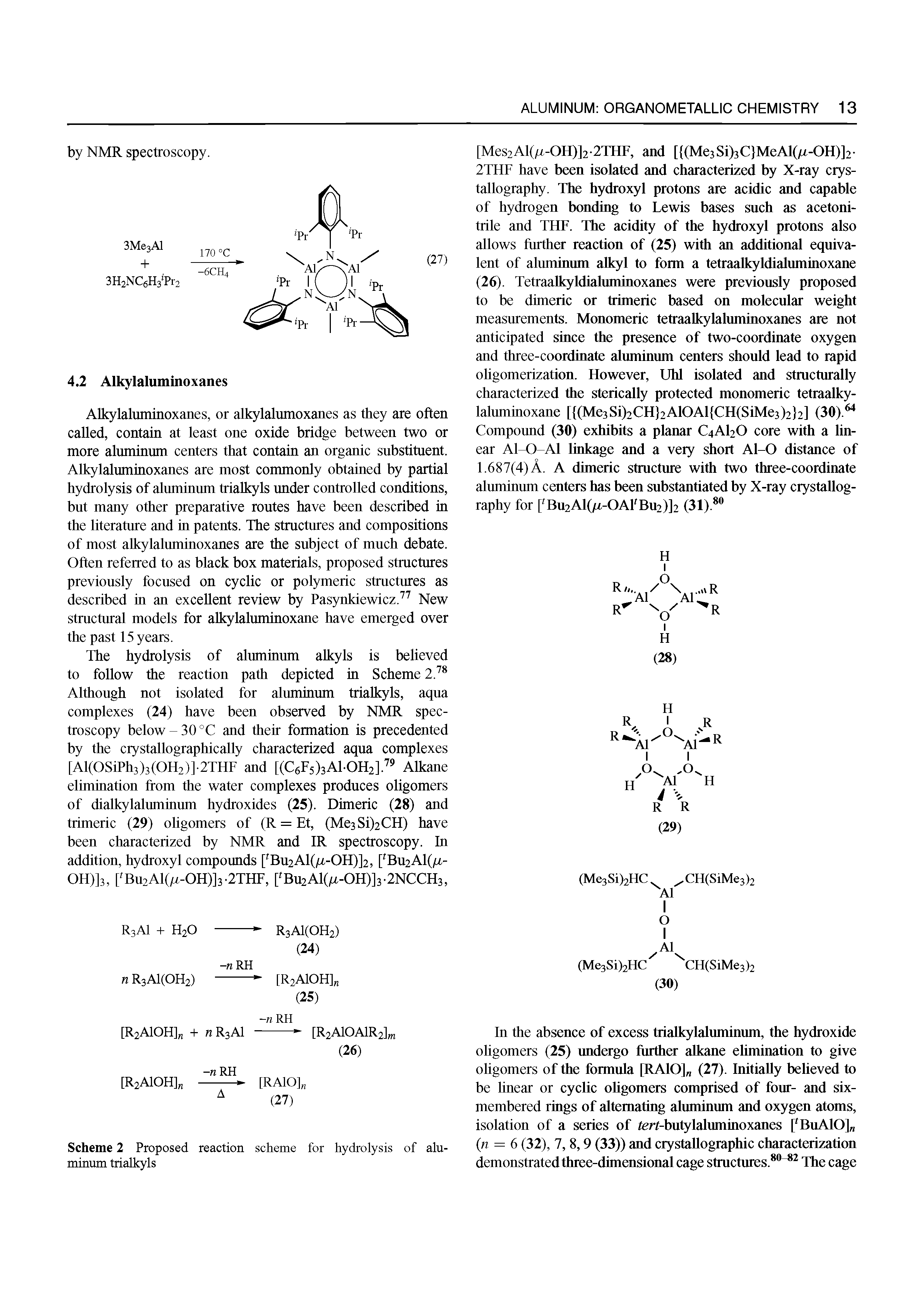 Scheme 2 Proposed reaction scheme for hydrolysis of aluminum trialkyls...