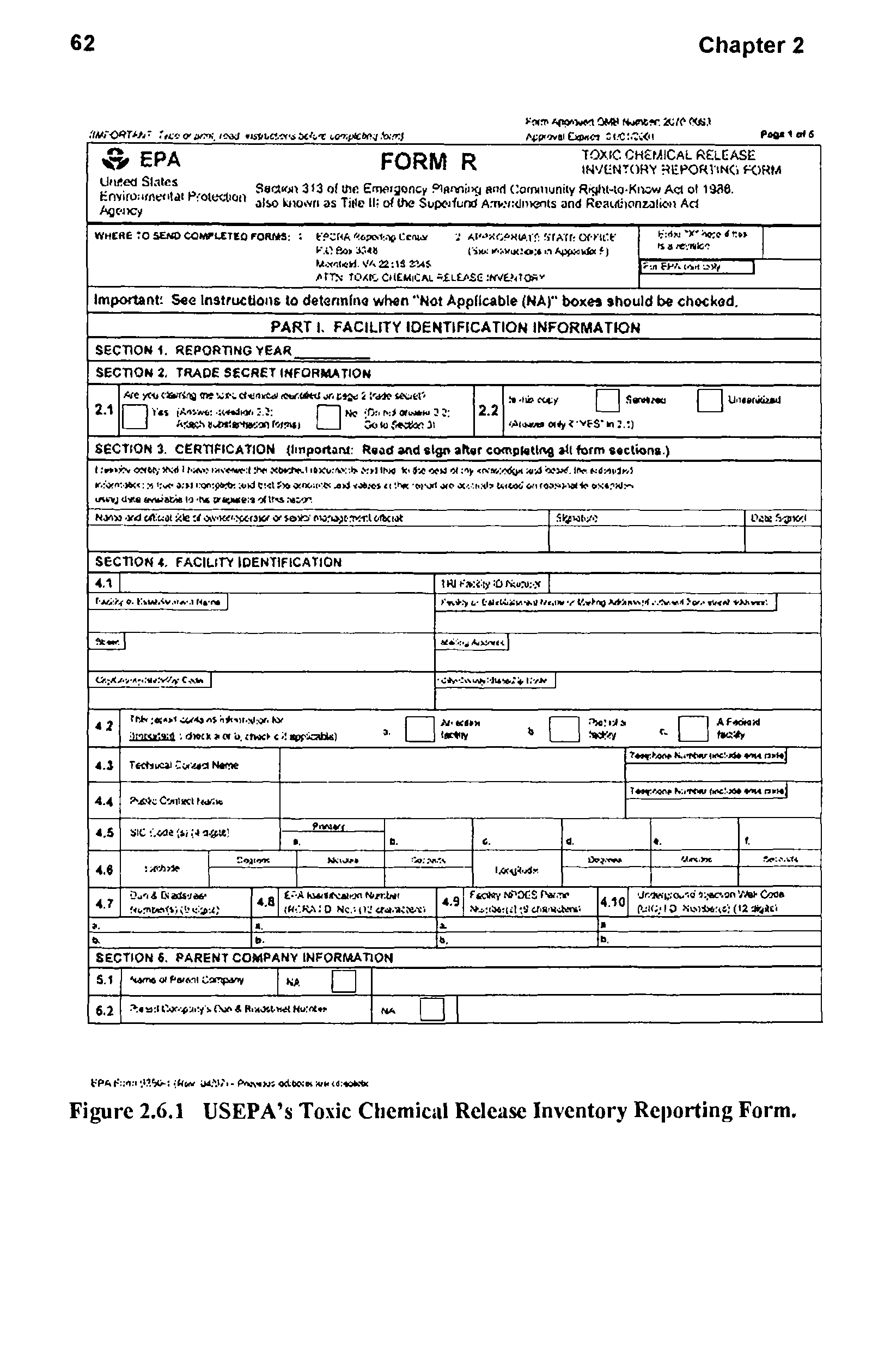 Figure 2.6.1 USEPA s Toxic Chemical Release Inventory Reporting Form.