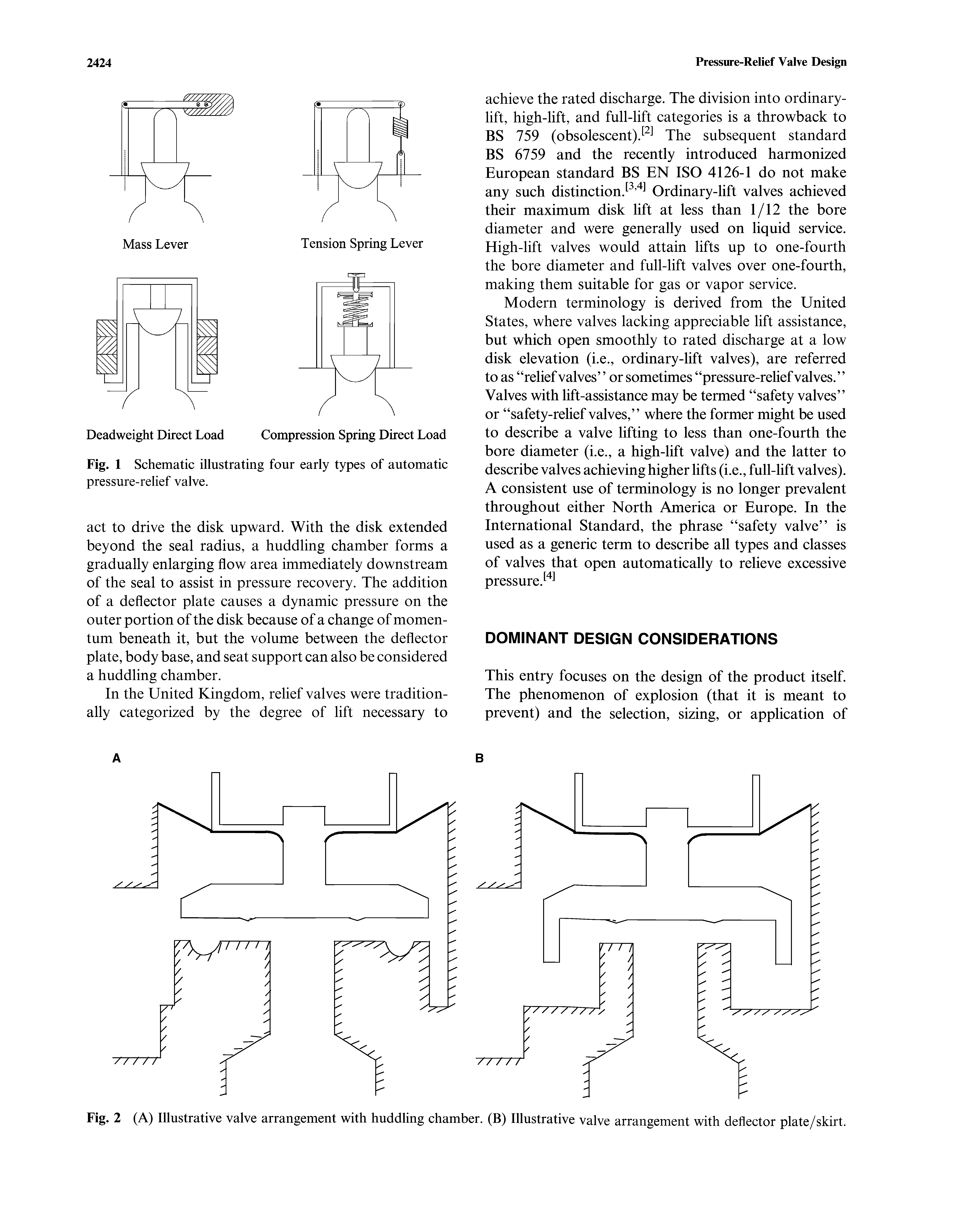 Fig. 2 (A) Illustrative valve arrangement with huddling chamber. (B) Illustrative valve arrangement with deflector plate/skirt.