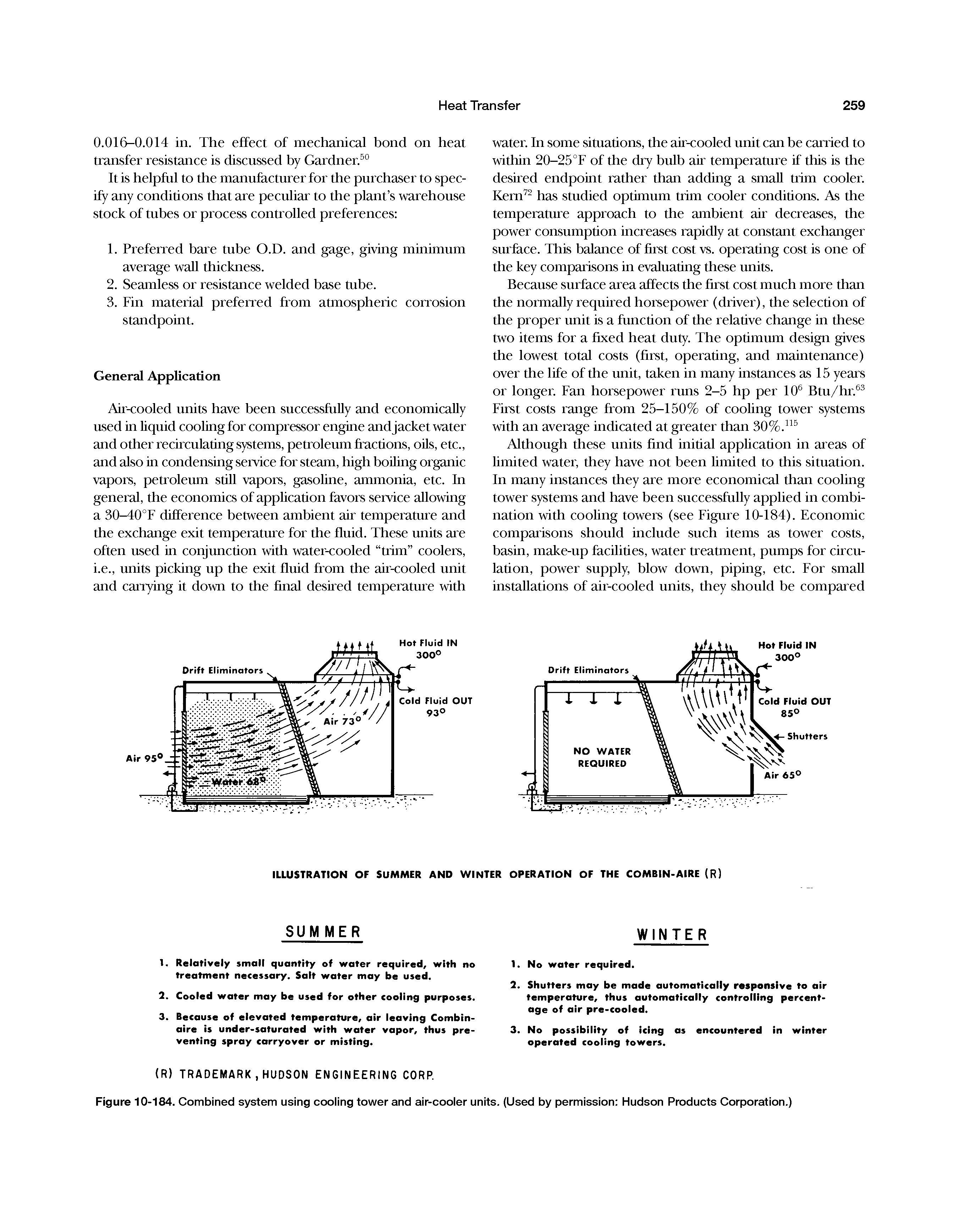 Figure 10-184. Combined system using cooling tower and air-cooler units. (Used by permission Hudson Products Corporation.)...